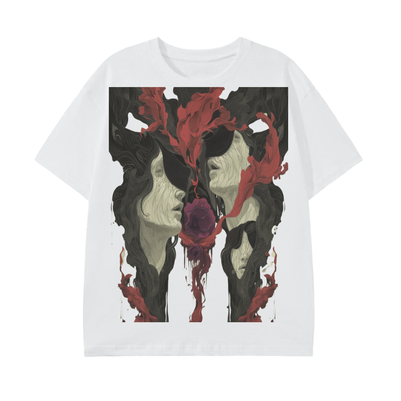Smoke Drip Face Floral Avant Rock Album Coveresque Art Unisex Tee Unisex Classic T-Shirt -