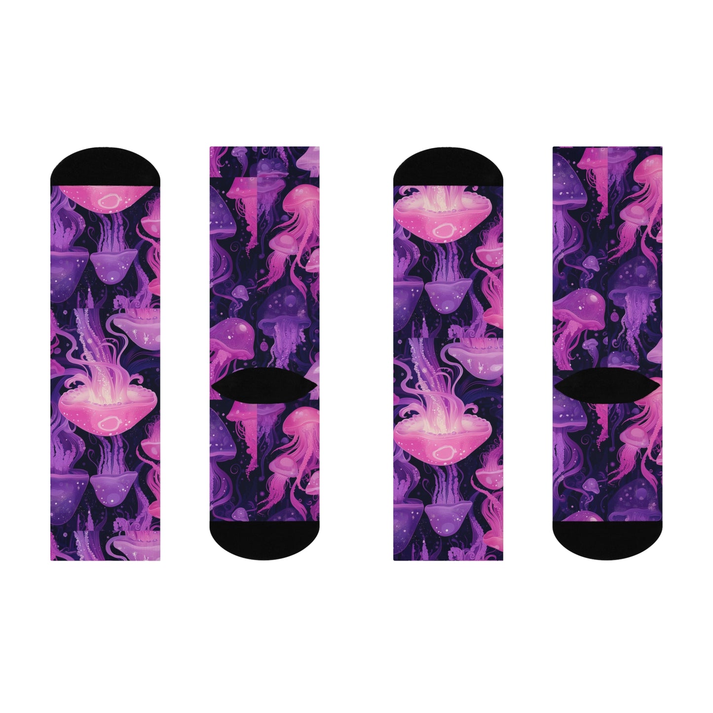 Purple Pink Pastel Lavender Jellyfish Float Drip Ocean Scene Cushioned Crew Socks