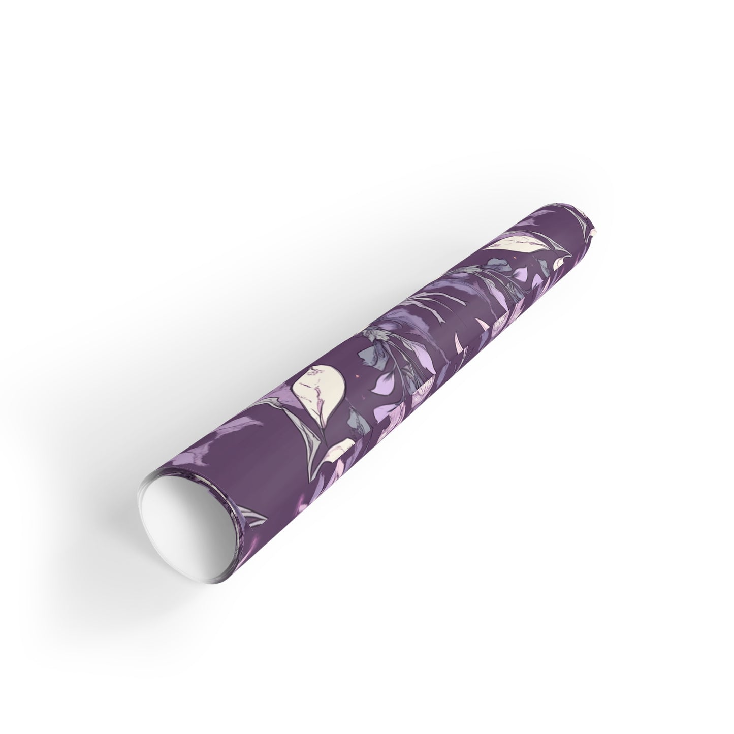 Purple Crescent Moon Leave Foliage Boho Gift Wrapping Paper Rolls, 1pc