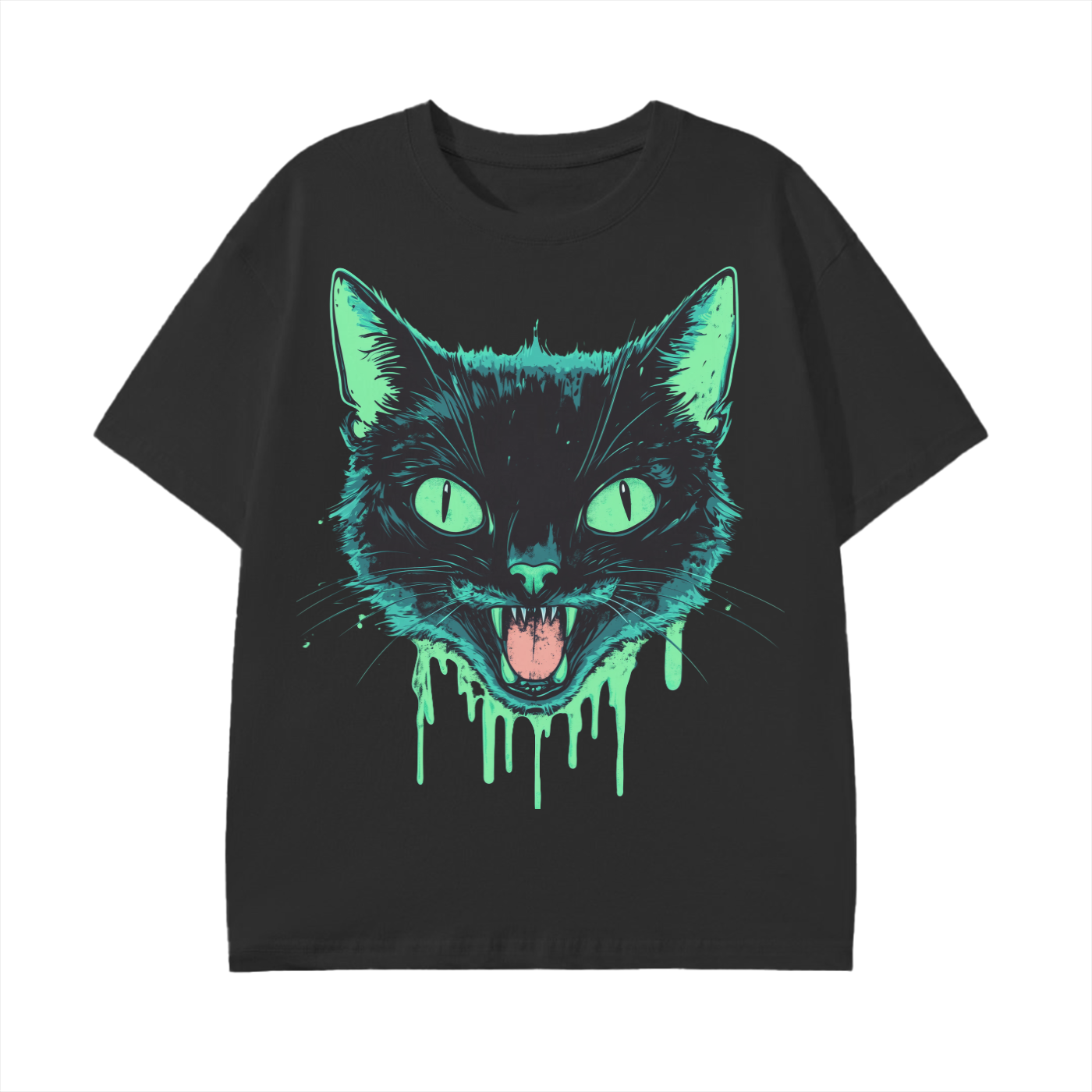 Black Cat Neon Lime Green Goo Punk Grunge Festival Unisex Classic T-Shirt -