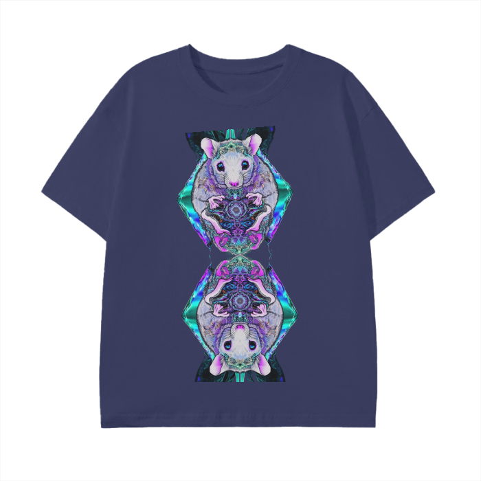 Neon Opossum Reflection Aura field UV Festival Purple Teal Light Drop Grunge Top Basic T-Shirt - 180 GSM Cotton Unisex