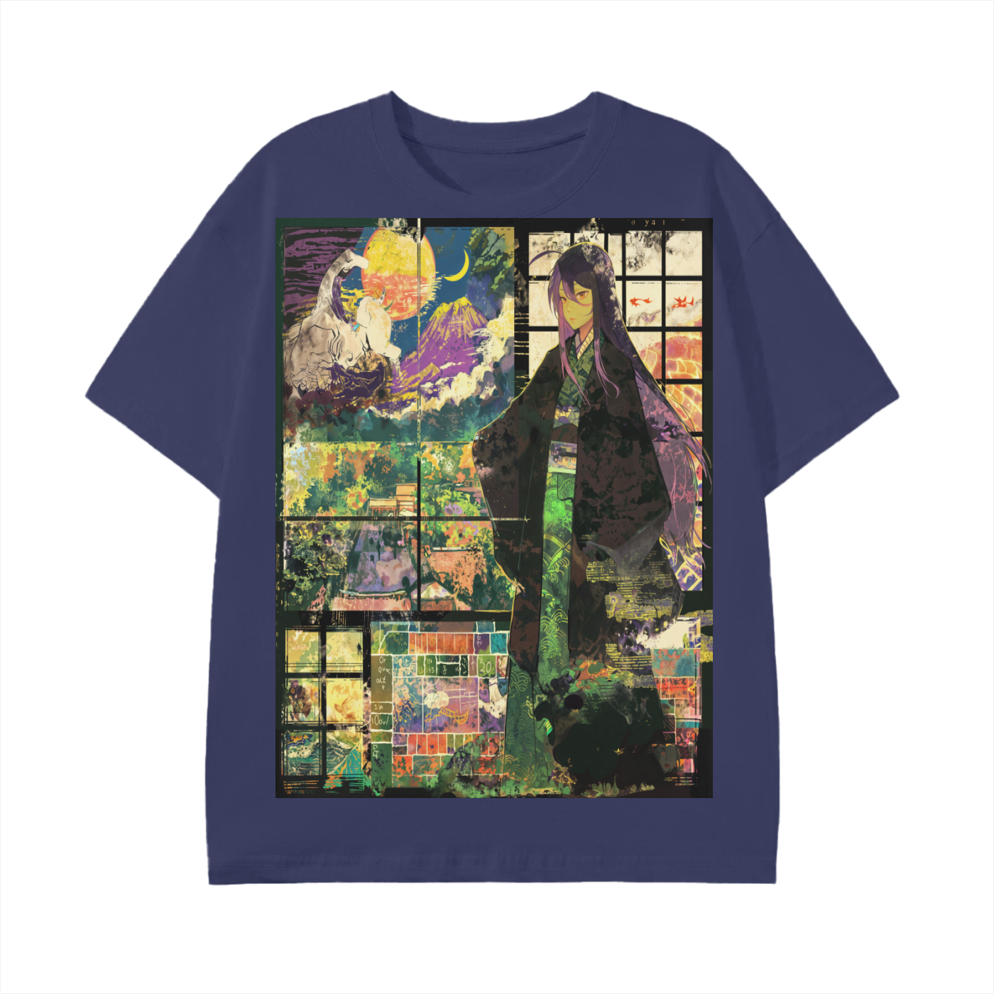 Stain Glass Kimono Anime Man Abstract Psychedelic Unisex Tee Unisex Classic T-Shirt - 180 GSM
