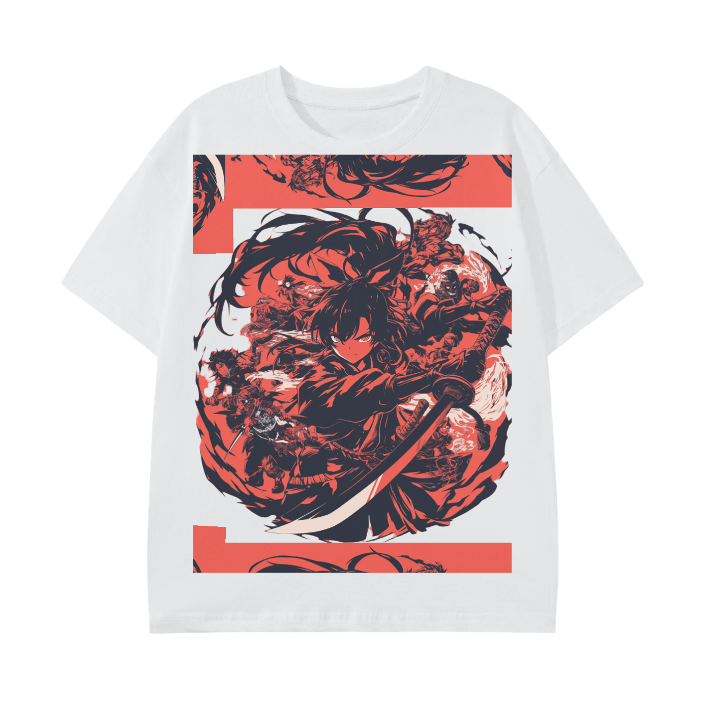 Red Mirror Cut Sword Samurai Yokai Batte Smoke anime vision Slash Scene Graphic Bordered Shonen Unisex Classic T-ShirtUnisex Classic T-Shirt