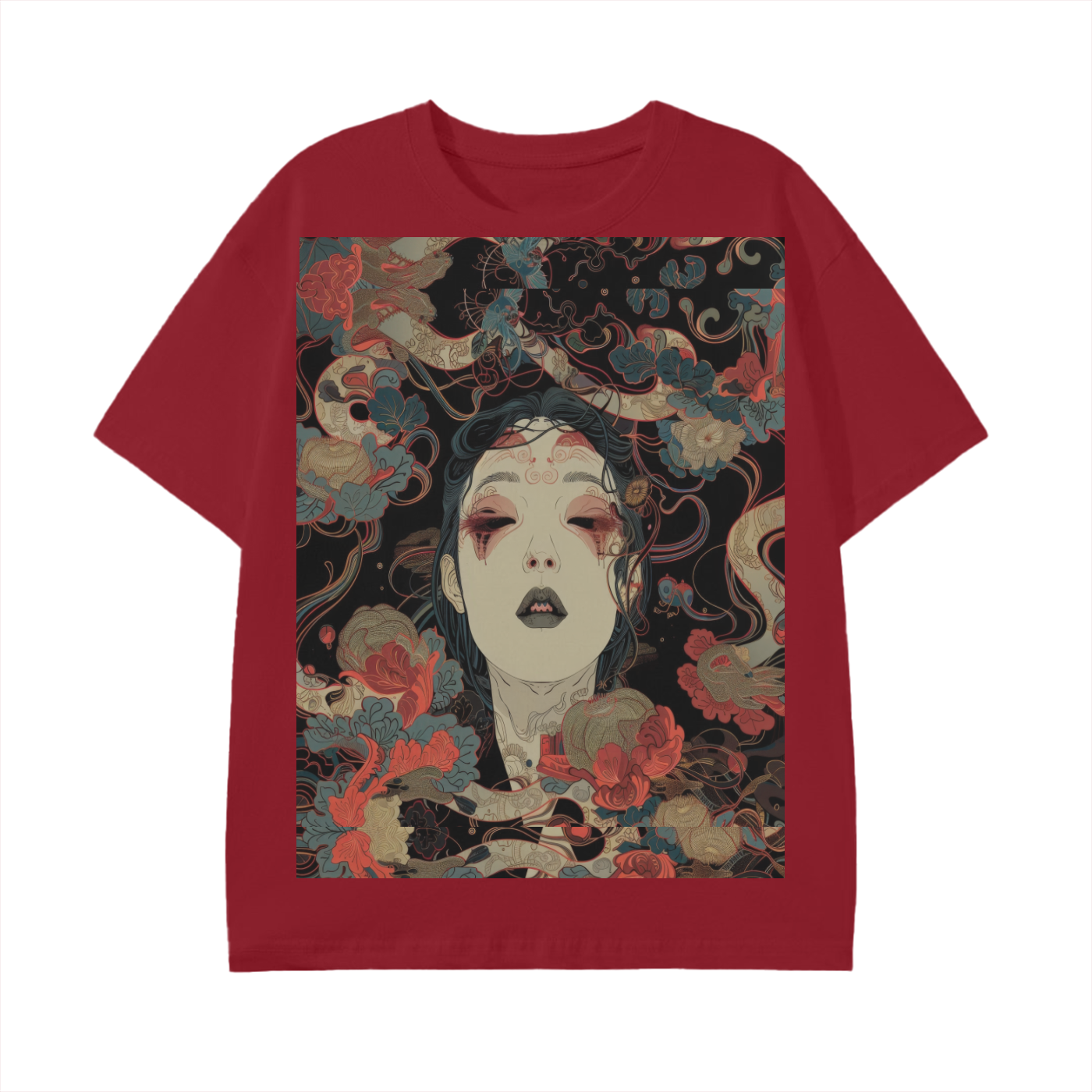 Avant Goth Rose Snake Lady Swirling Unisex Long print Unisex Graphic Classic T-Shirt