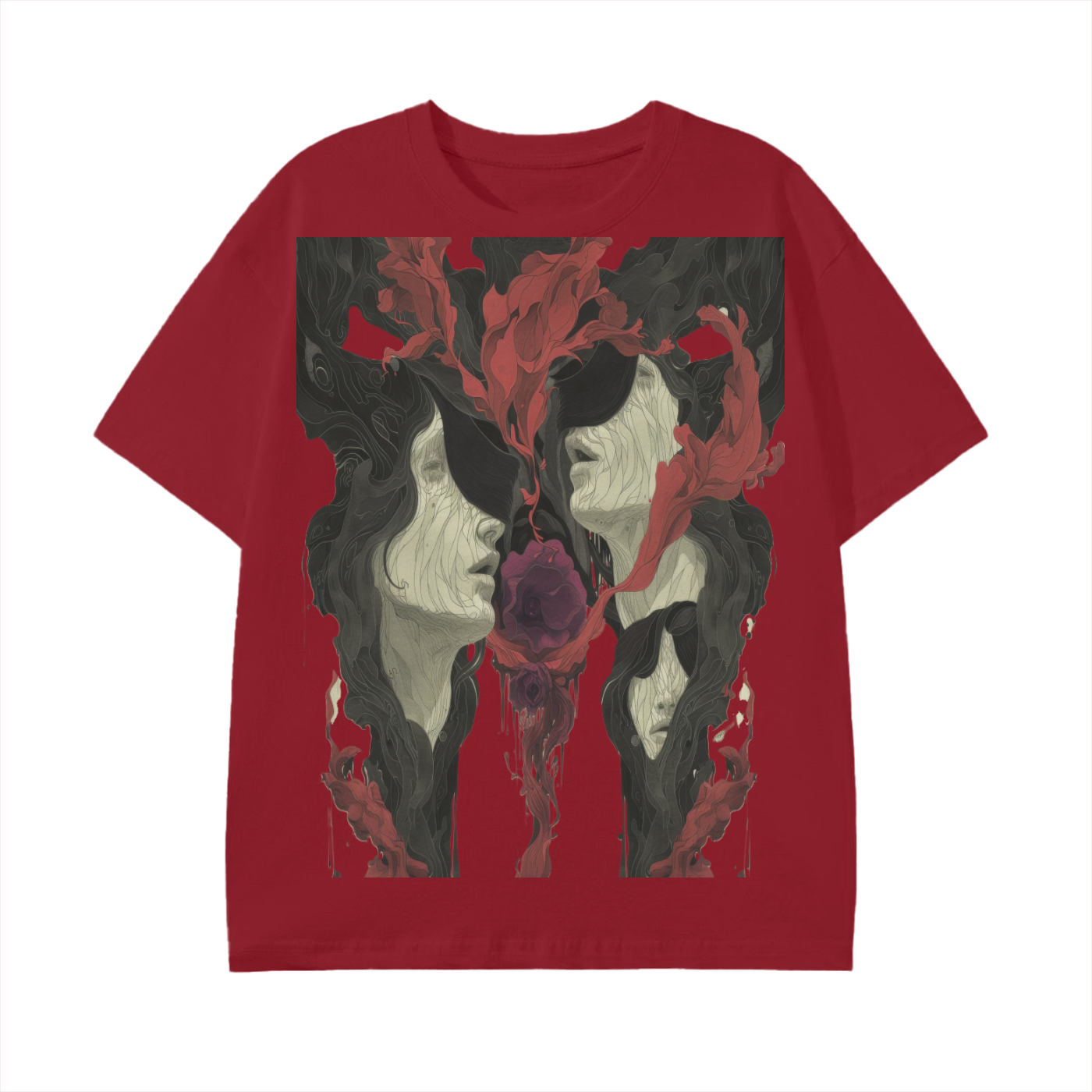 Smoke Drip Face Floral Avant Rock Album Coveresque Art Unisex Tee Unisex Classic T-Shirt -
