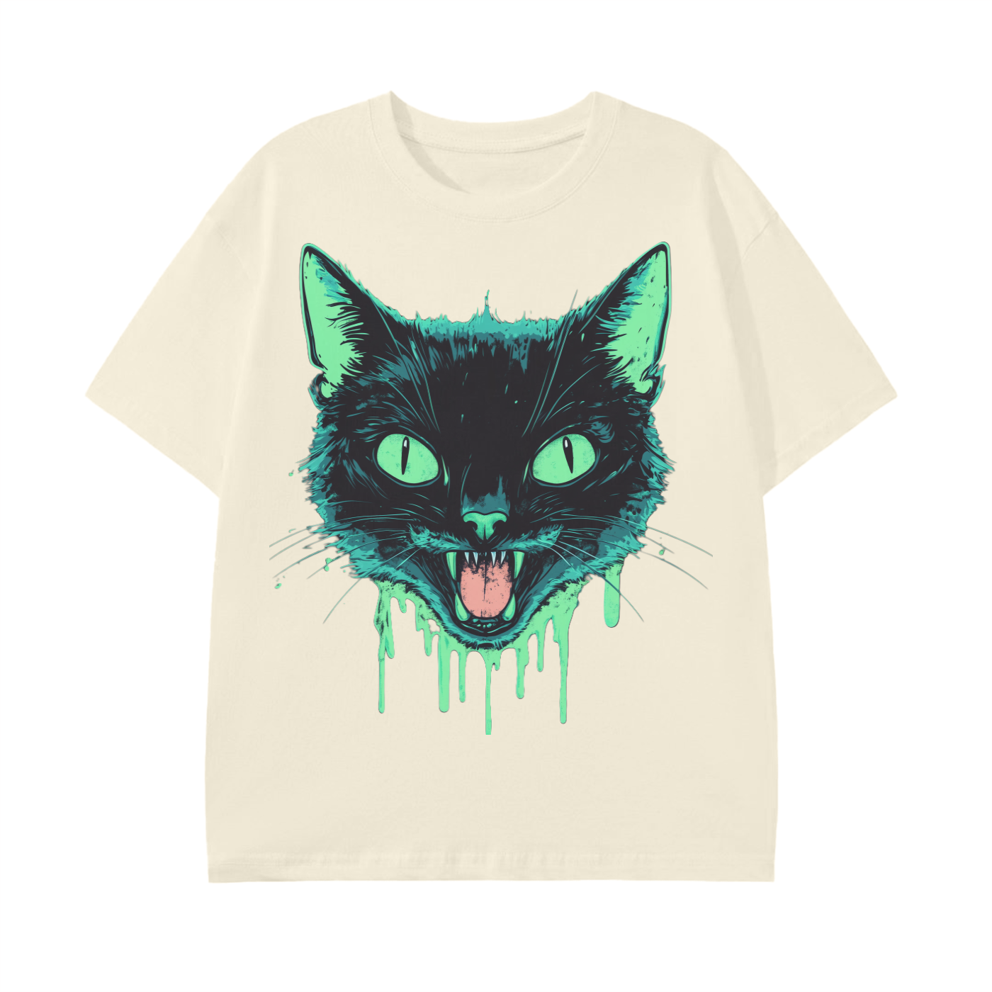 Black Cat Neon Lime Green Goo Punk Grunge Festival Unisex Classic T-Shirt -