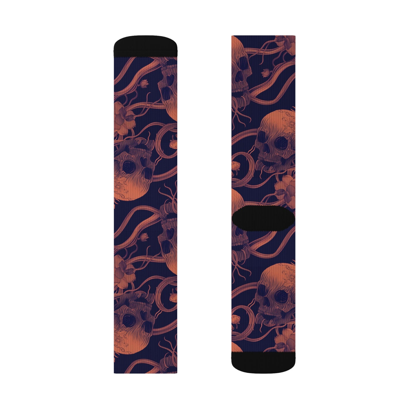 Sepia Mauve Black Skull Vine Sublimation Socks