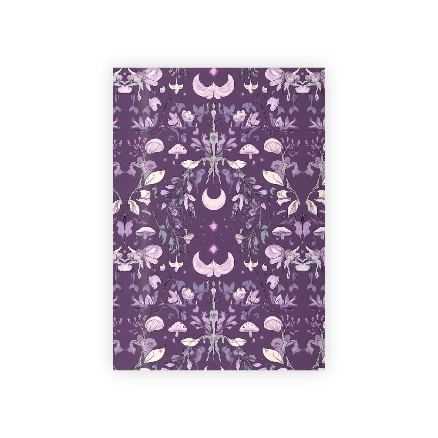 Purple Crescent Moon Leave Foliage Boho Gift Wrapping Paper Rolls, 1pc