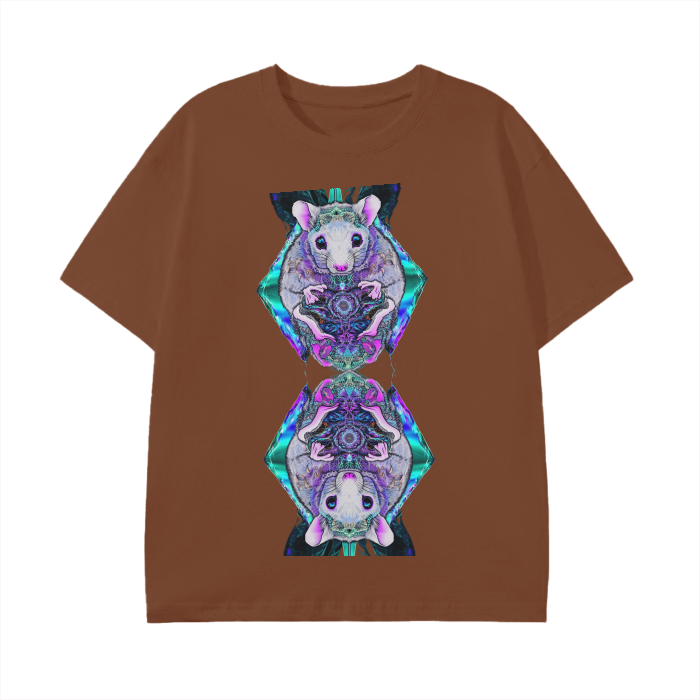 Neon Opossum Reflection Aura field UV Festival Purple Teal Light Drop Grunge Top Basic T-Shirt - 180 GSM Cotton Unisex