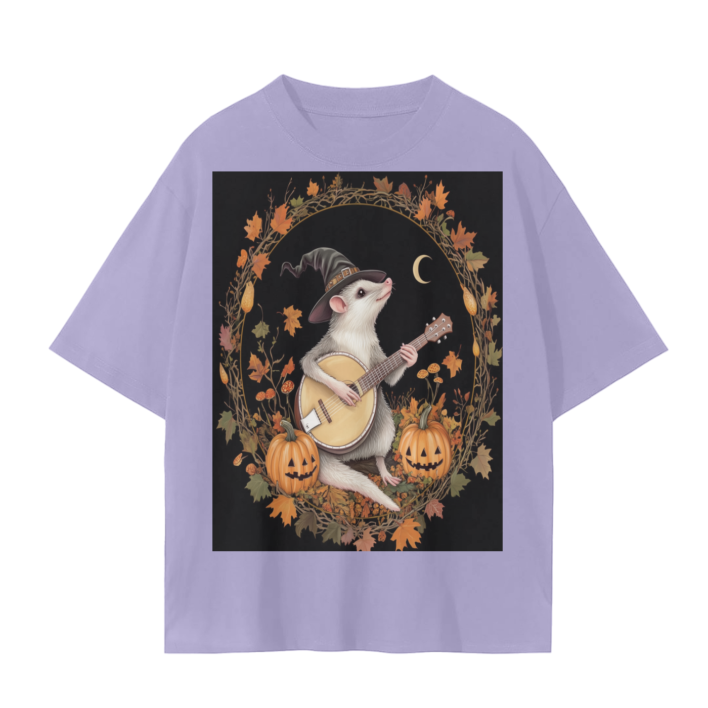 Banjo Fall Pumpkin Leave Opossum Night Unisex Seamless T-Shirt - 230 GSM