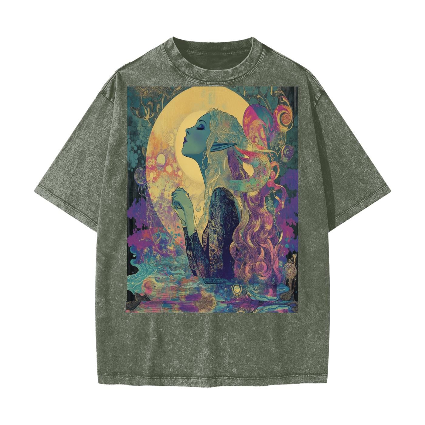 Pastel Glow Moonlit Fairy Nymph Grunge T-Shirt | Heavyweight Snow-Washed Tee