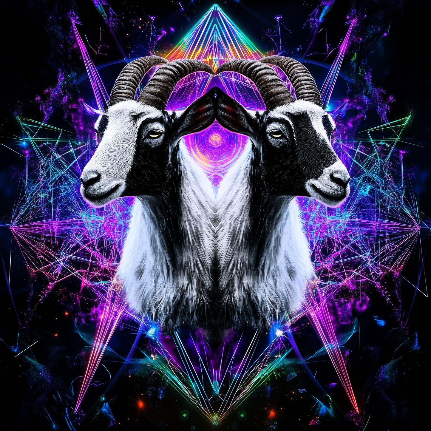 Goat Sacred Geometry Fractal Unisex Tee