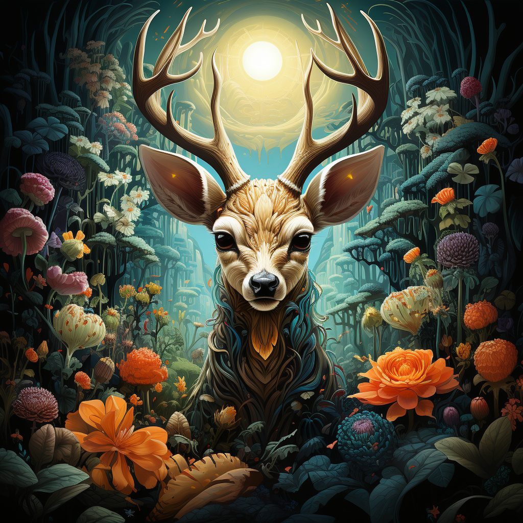 Forest Night Deer Moon Unisex Tee
