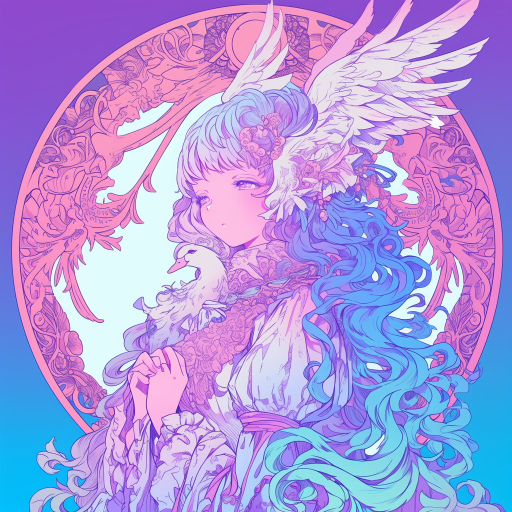 Avant Pastel Pink Blue Goose Goddess anime Unisex Tee