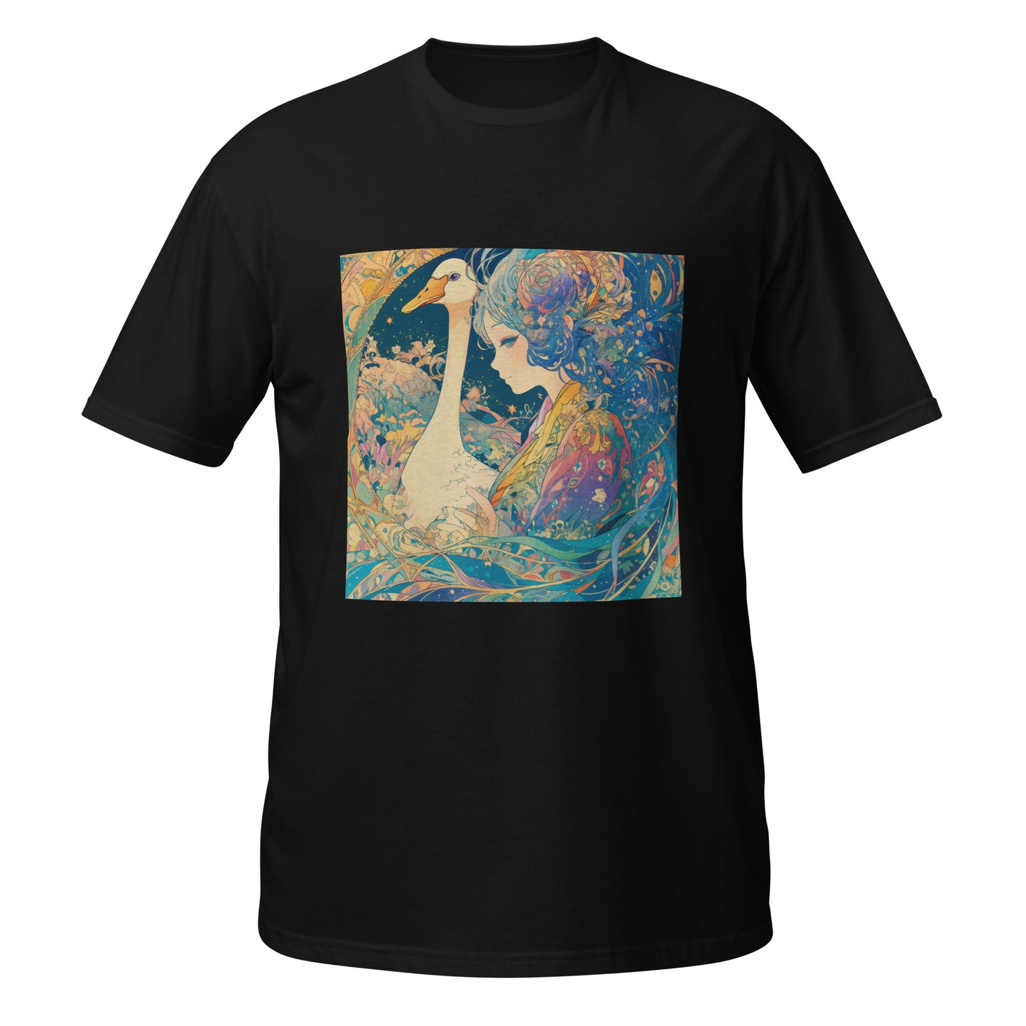 Avant Goose Lady Blue Rustic Teal Gold Anime Unisex Tee