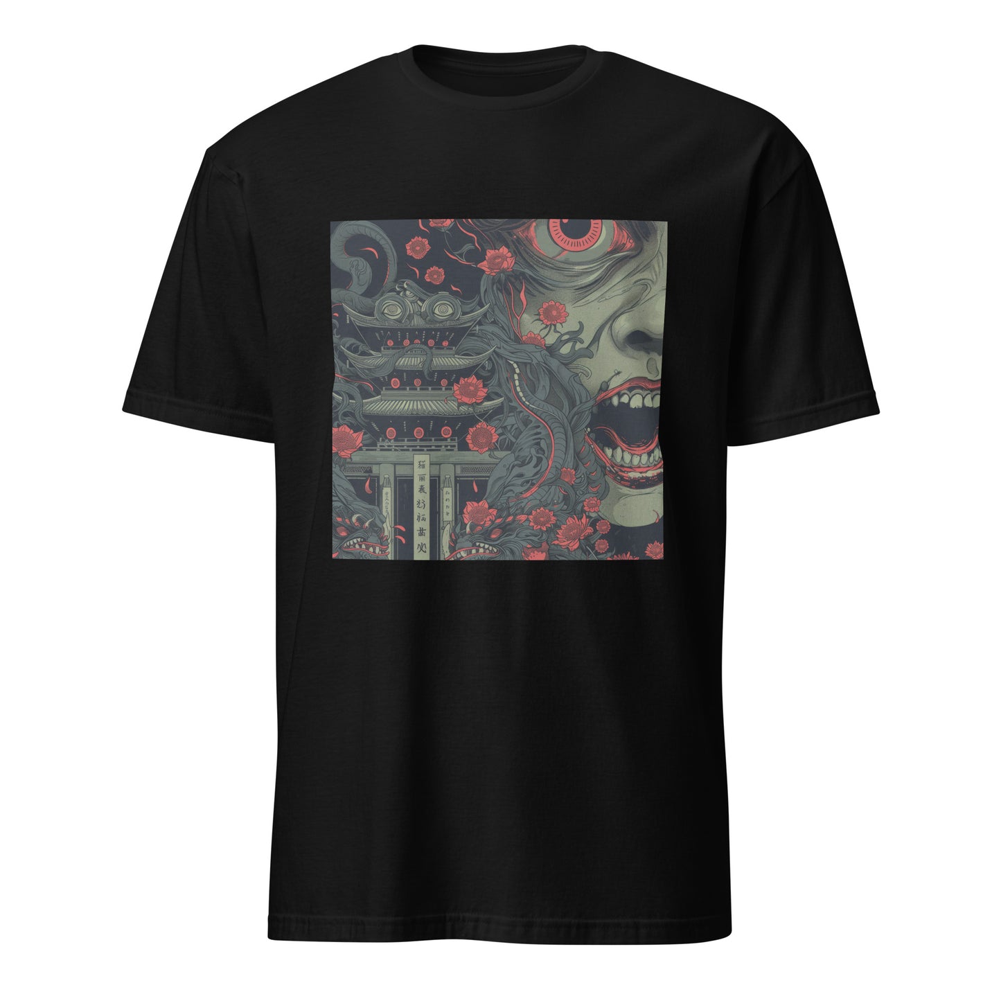 Horror Face Floral Shrine Teeth Unisex Tee