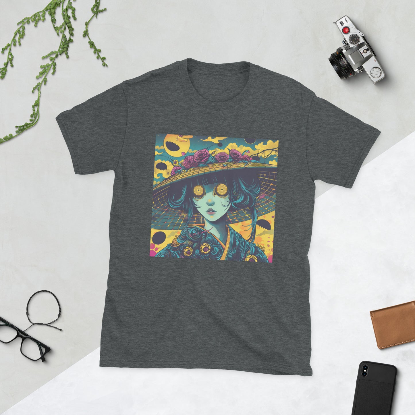 Green Sunflower Brutalism Horror Anime Unisex Tee