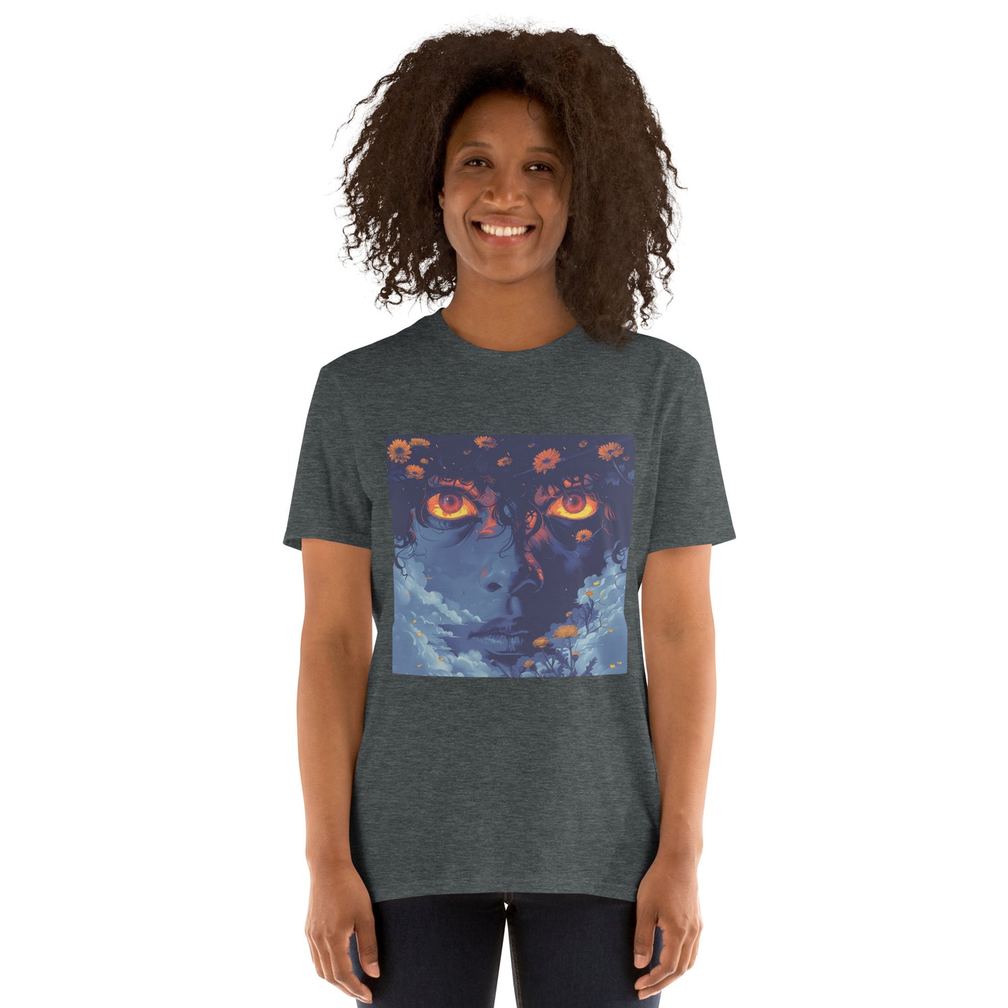 Blue Glow Eye Face in Clouds Reflection Sky Azul NavyUnisex Tee