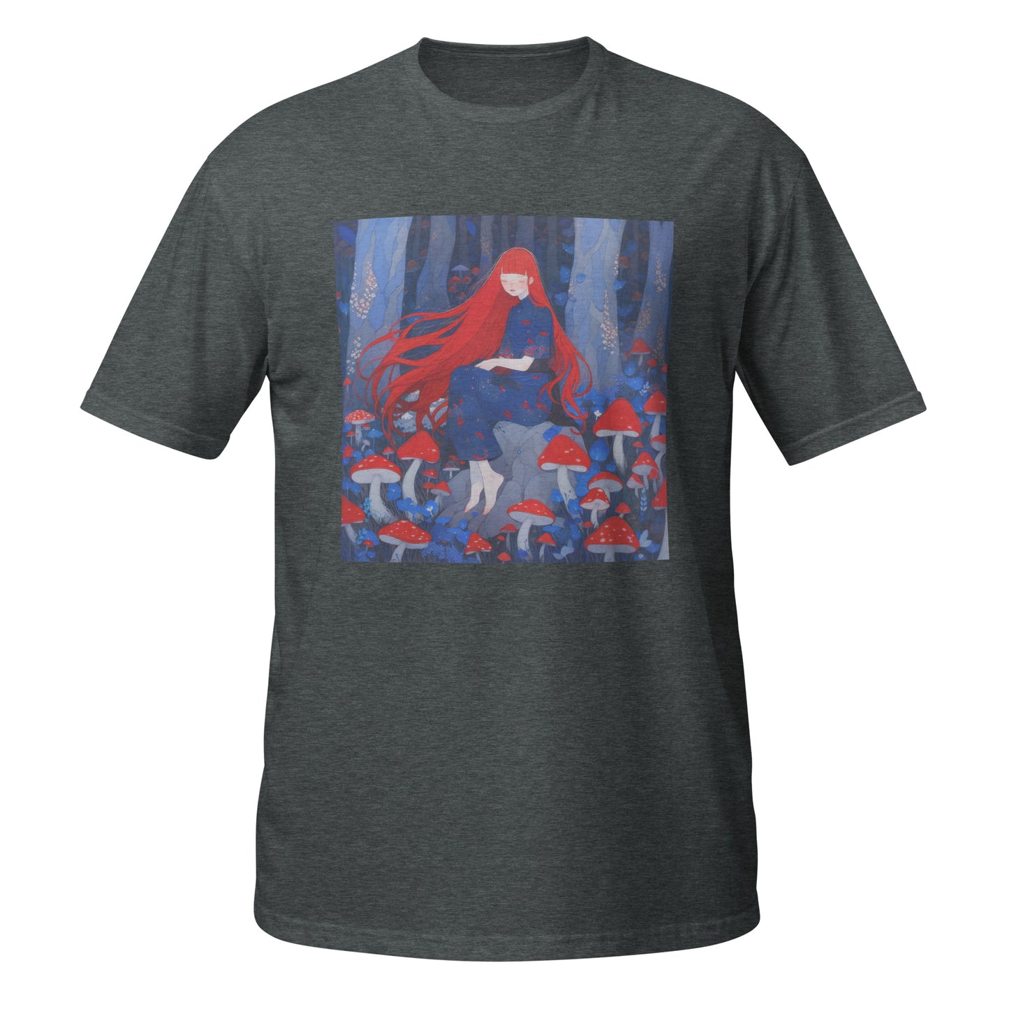 Red Haired Mushroom Forest Fairy Lady Unisex Tee