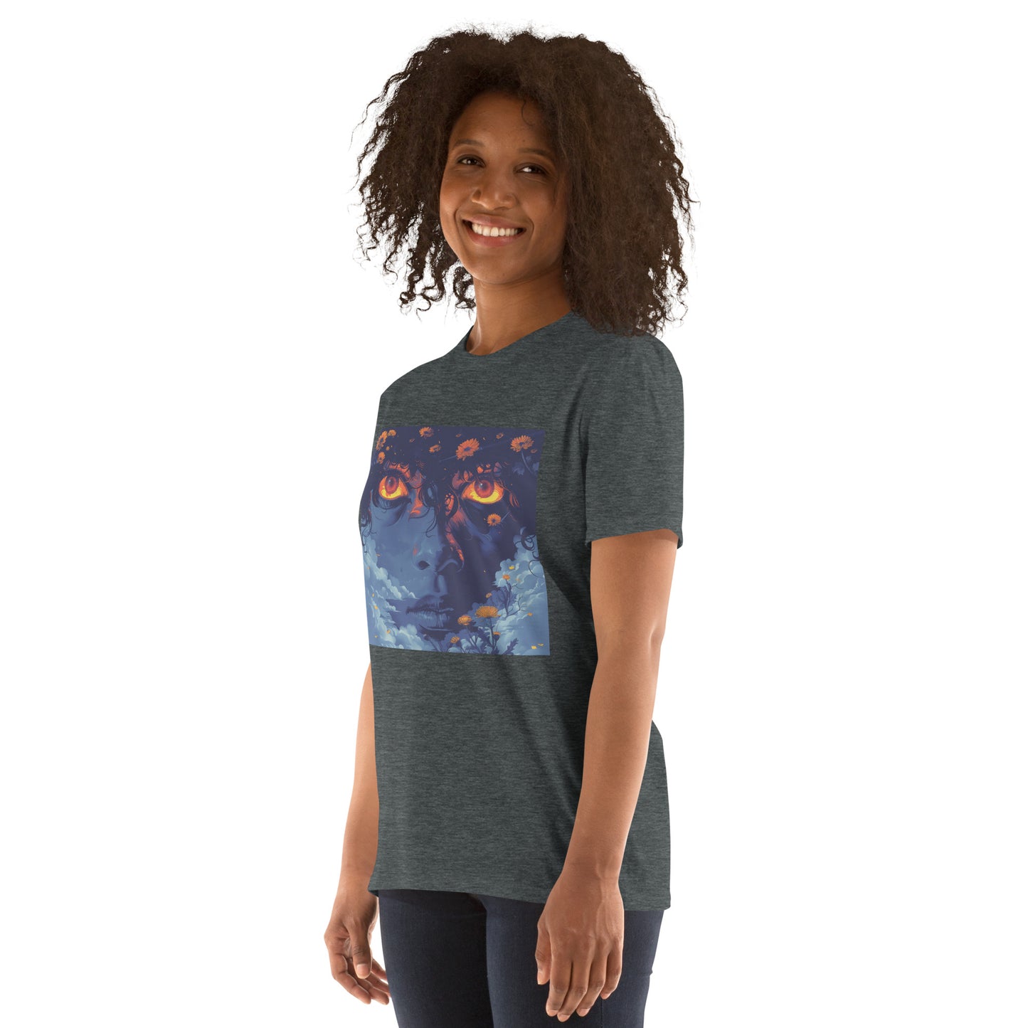 Blue Glow Eye Face in Clouds Reflection Sky Azul NavyUnisex Tee