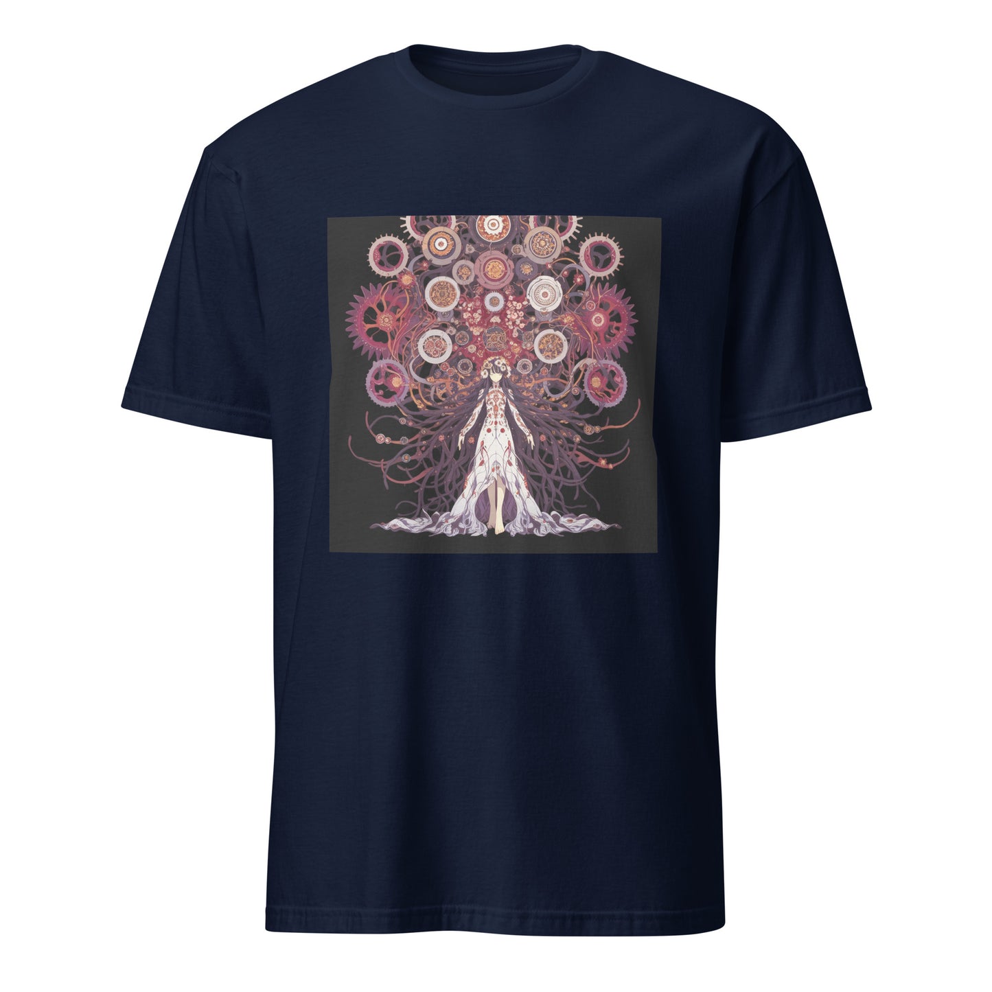 Black Rust Crank Wheel Chakras White Gown Anime lady Goddess Unisex Tee