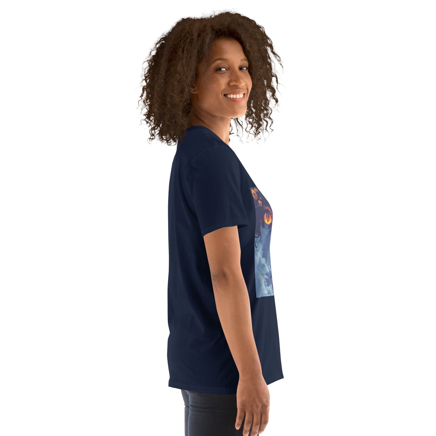 Blue Glow Eye Face in Clouds Reflection Sky Azul NavyUnisex Tee
