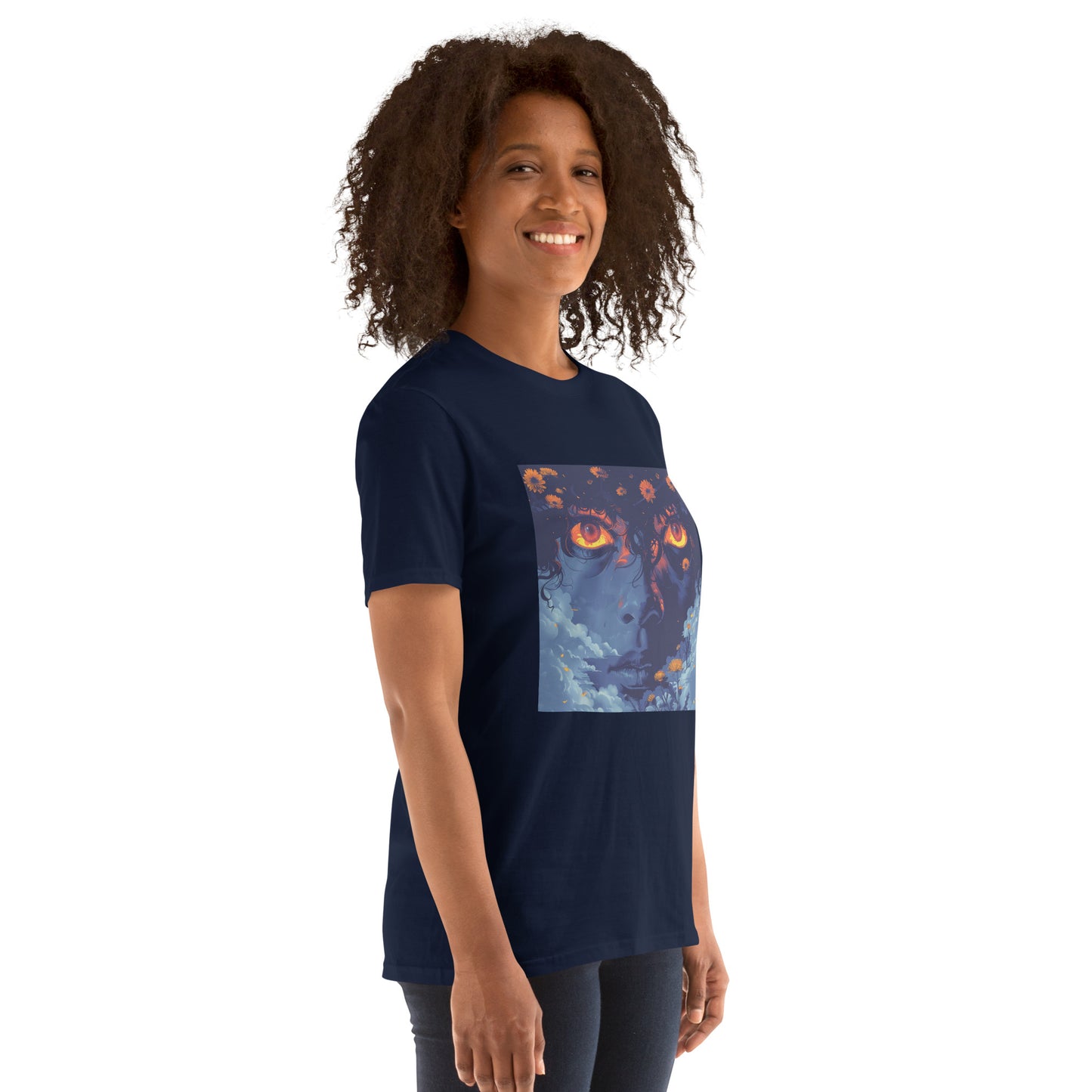 Blue Glow Eye Face in Clouds Reflection Sky Azul NavyUnisex Tee