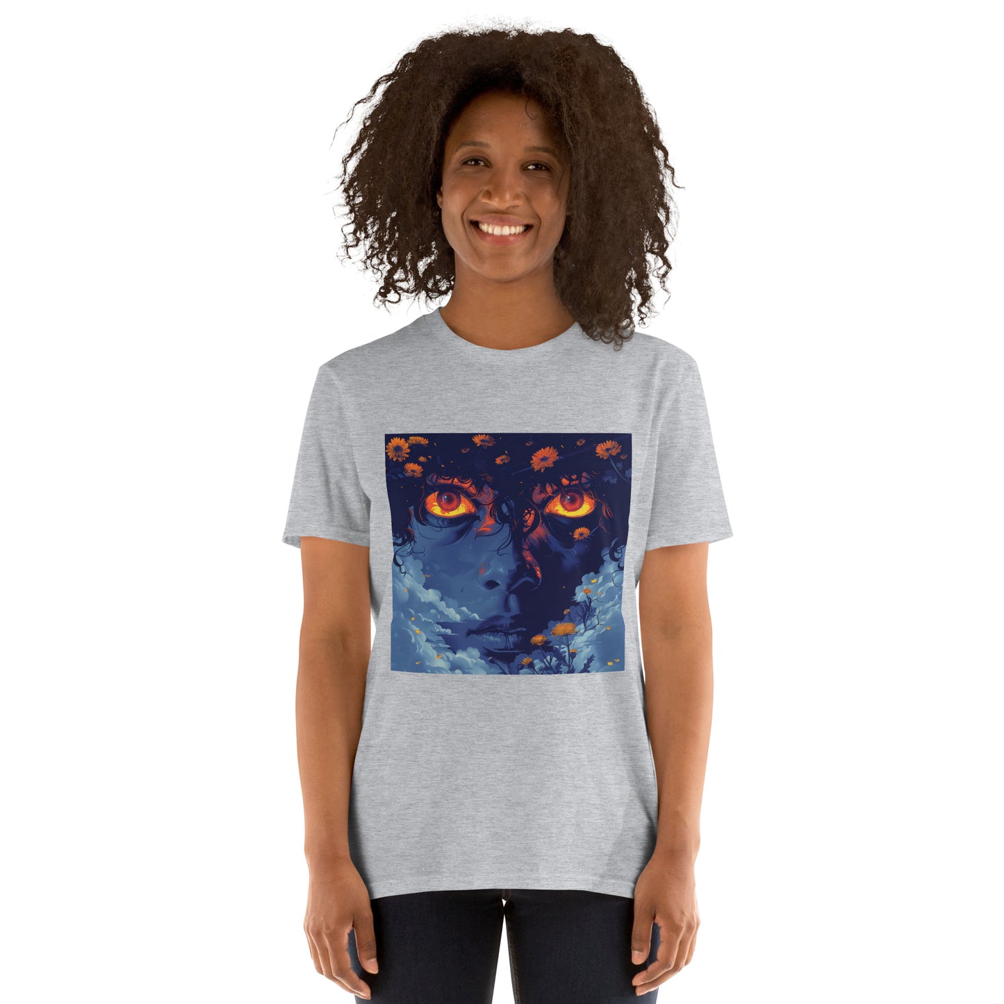 Blue Glow Eye Face in Clouds Reflection Sky Azul NavyUnisex Tee