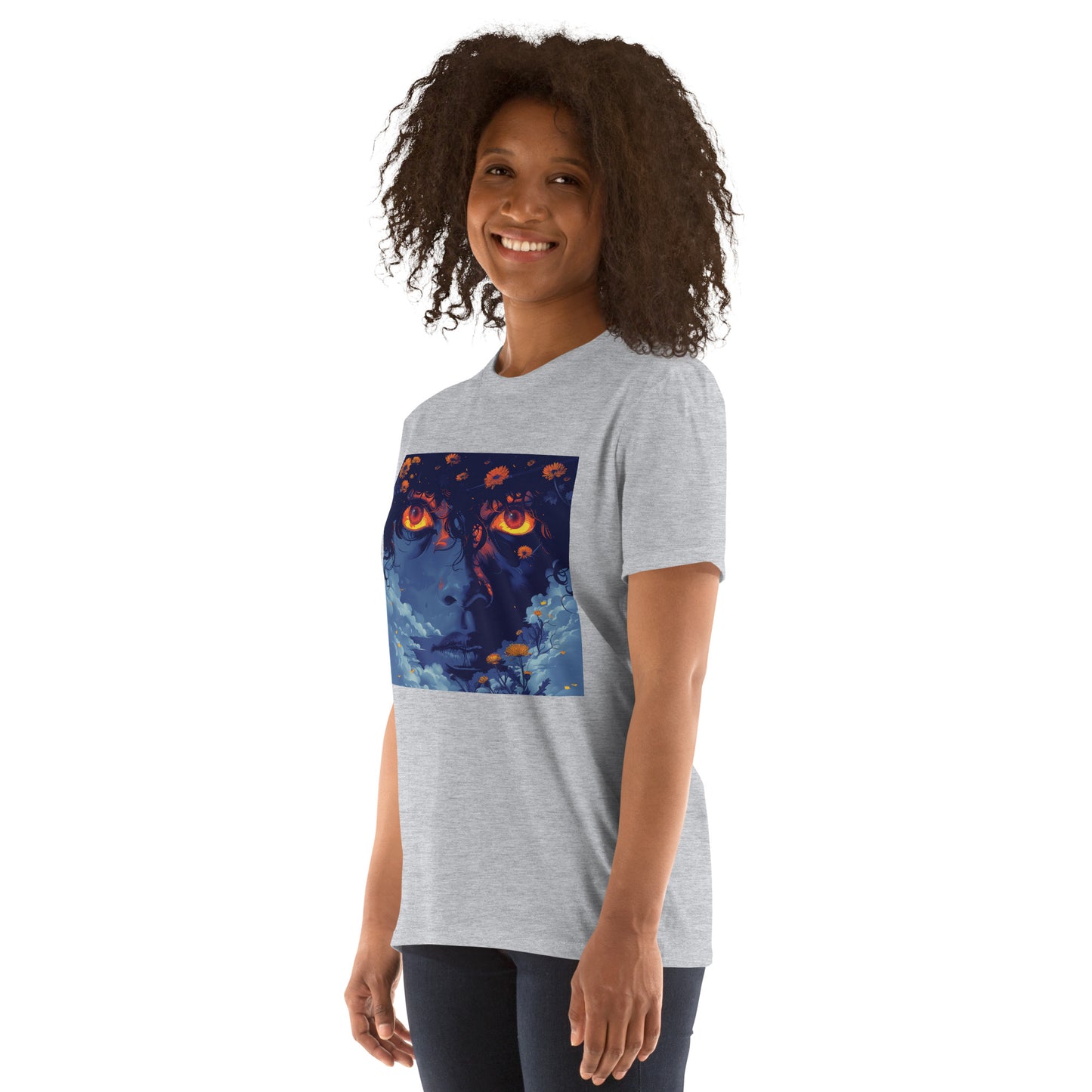 Blue Glow Eye Face in Clouds Reflection Sky Azul NavyUnisex Tee