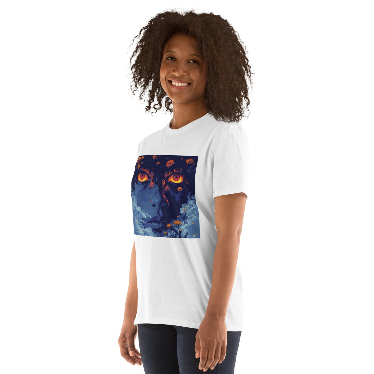 Blue Glow Eye Face in Clouds Reflection Sky Azul NavyUnisex Tee