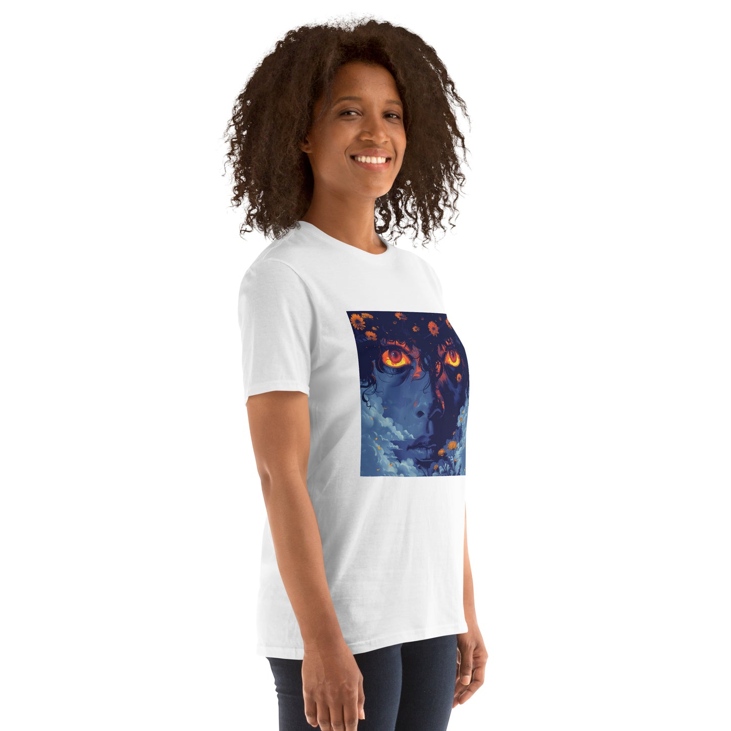 Blue Glow Eye Face in Clouds Reflection Sky Azul NavyUnisex Tee