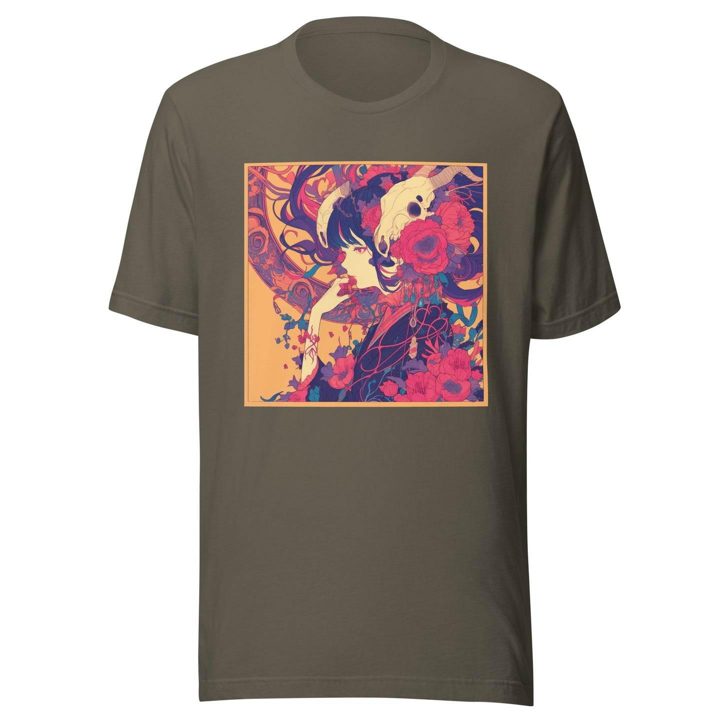 Avant Yellow Girl Floral Skull Unisex Tee