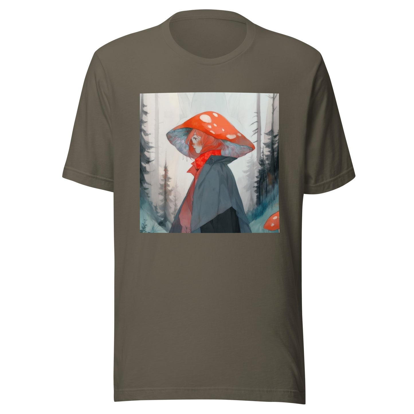 Shroom Misty Sky Trenchcoat Hat Lady Unisex Tee