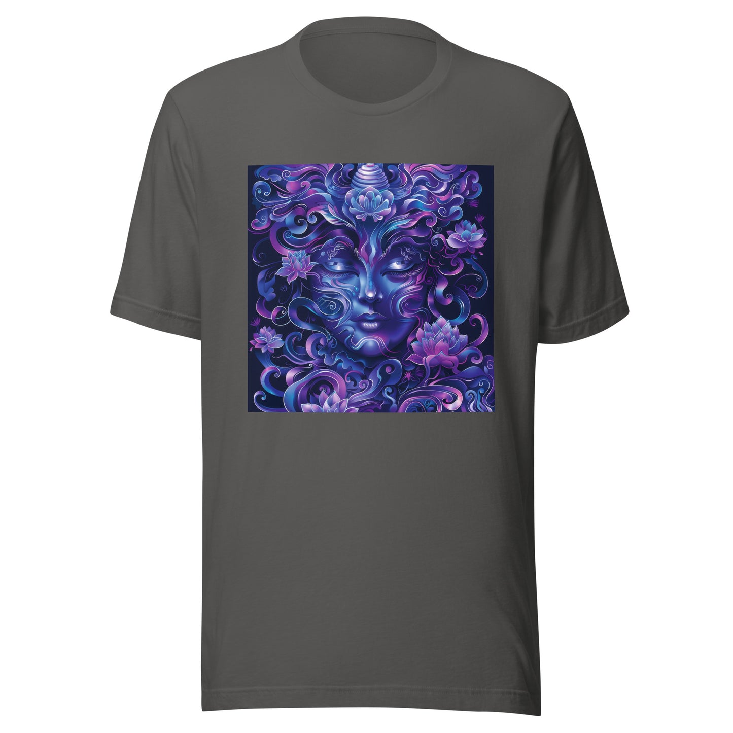 Purple Fractal Woods Wicca Face Fairy Shaman Woman Goddess Unisex Tee