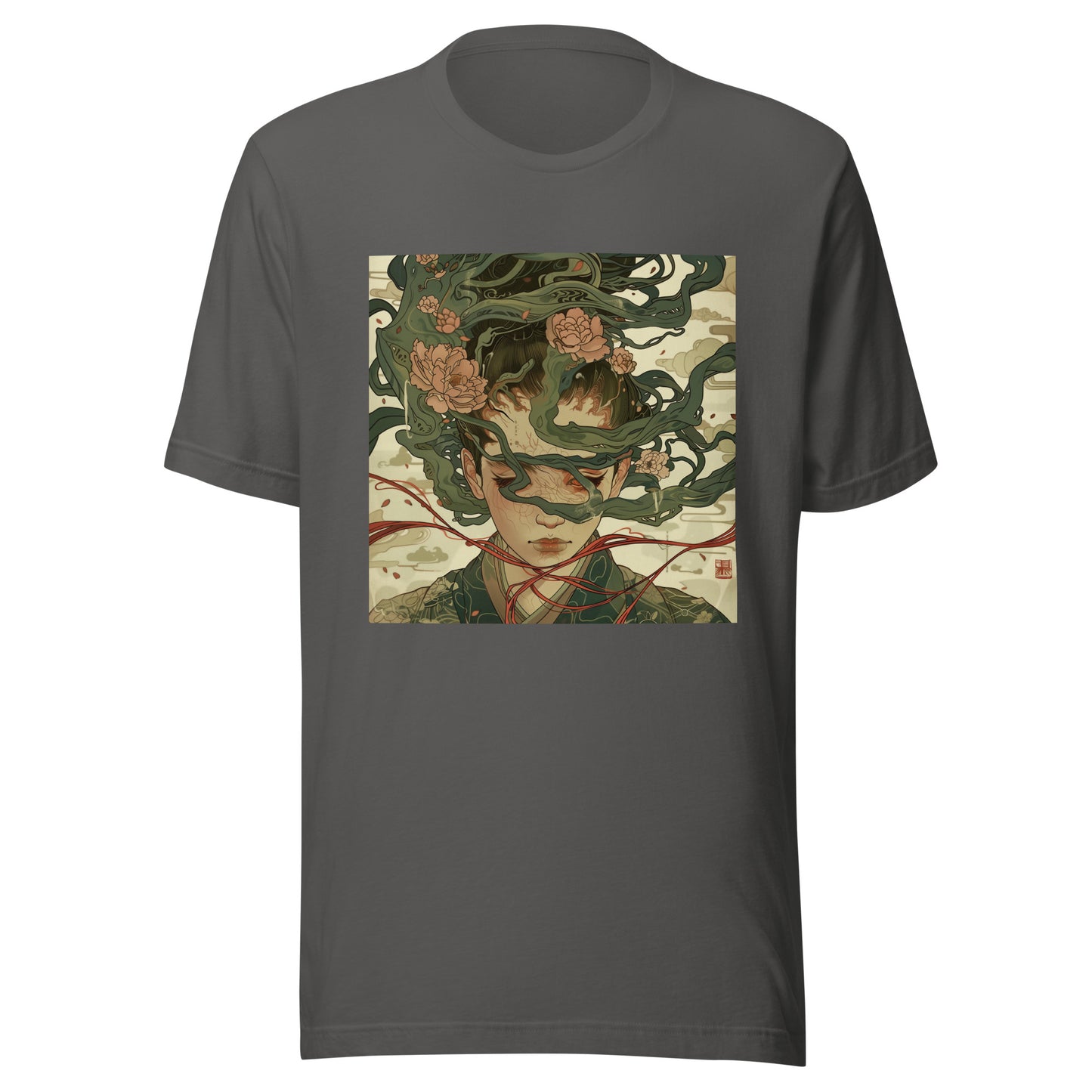 Green Snake Lady Goddess Japan Sepia Lotus Ribbons
