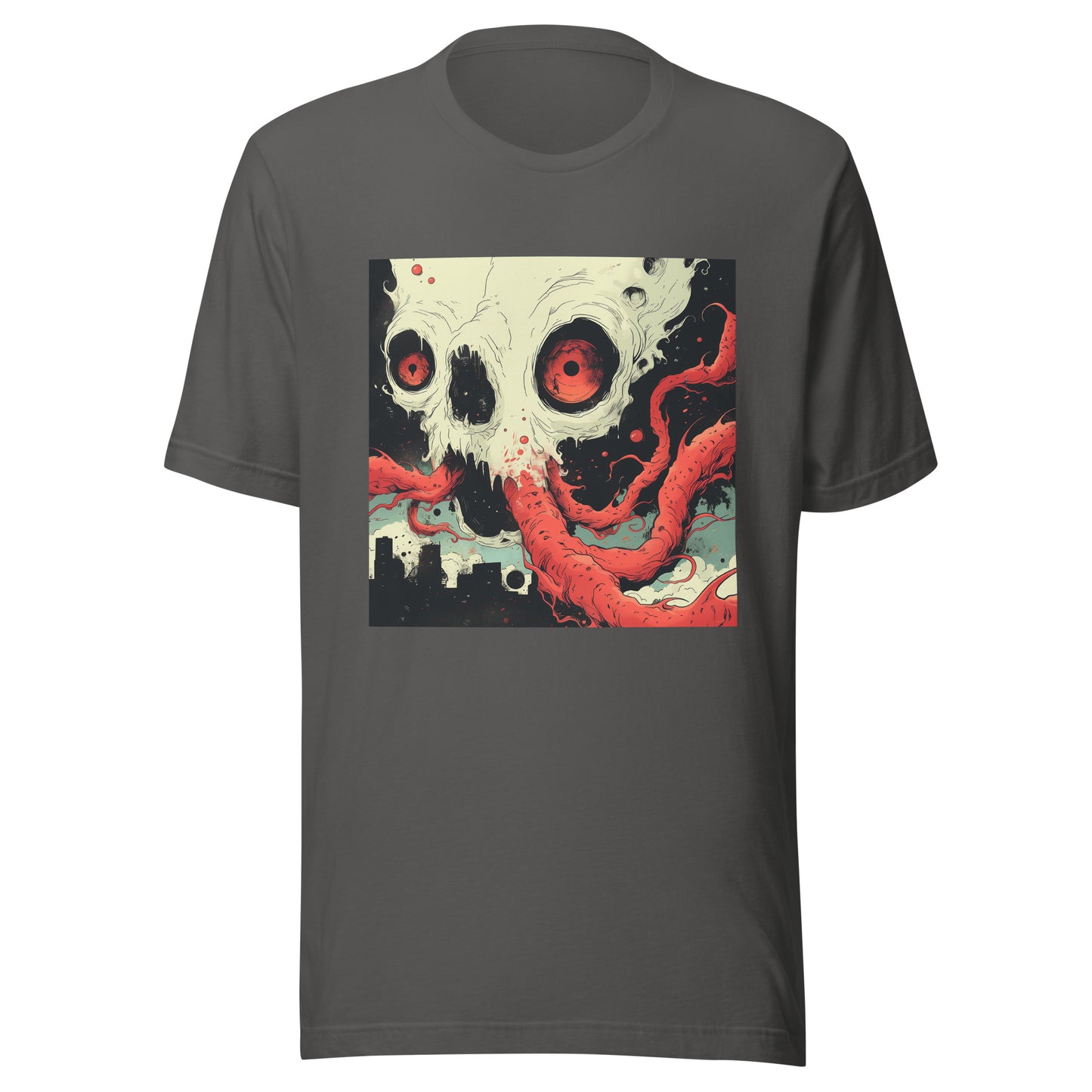 OctoSkull Zilla Over City Sepia Ink Art Unisex Tee