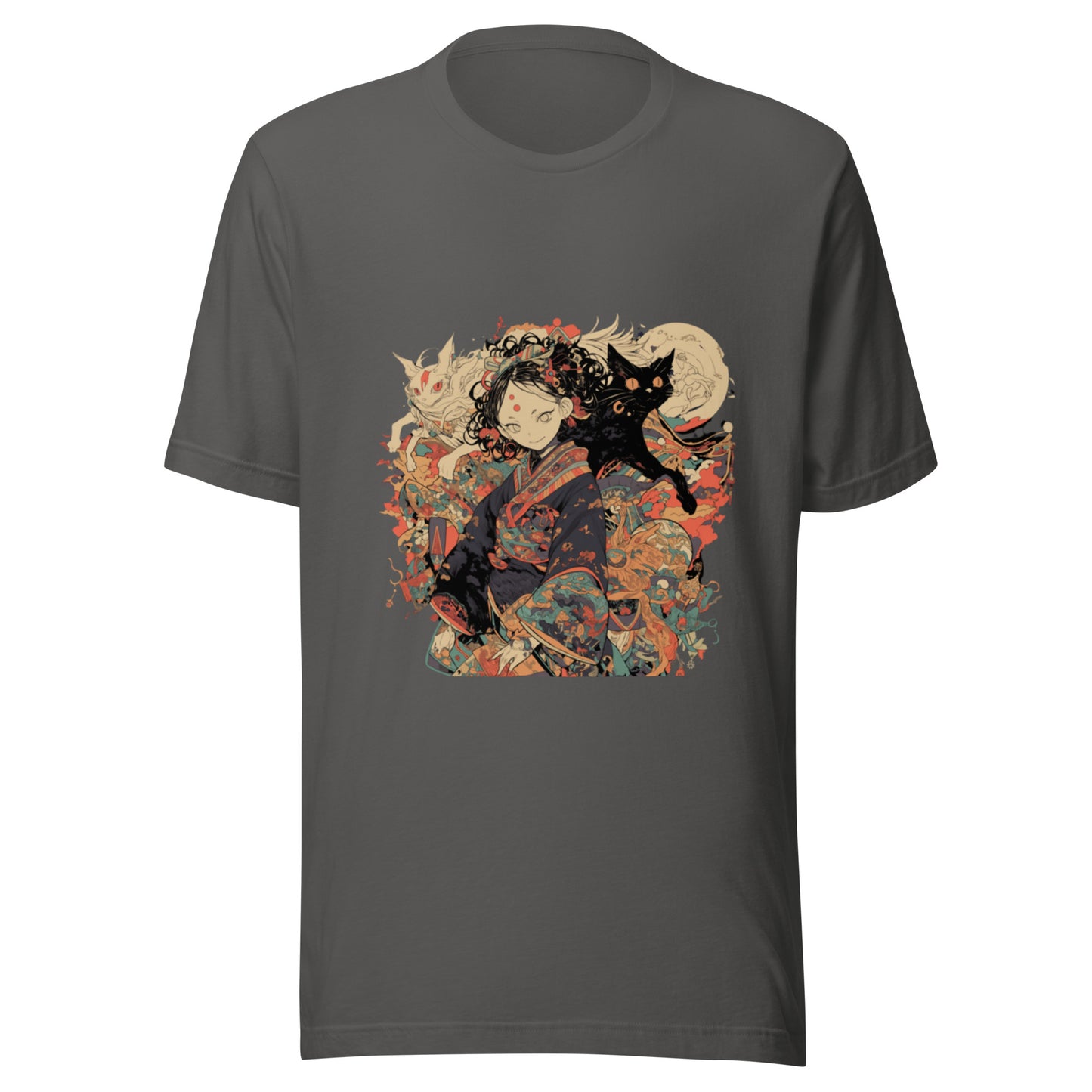Sepia Scroll Cat Fox anime Yokai Girl Unisex Tee