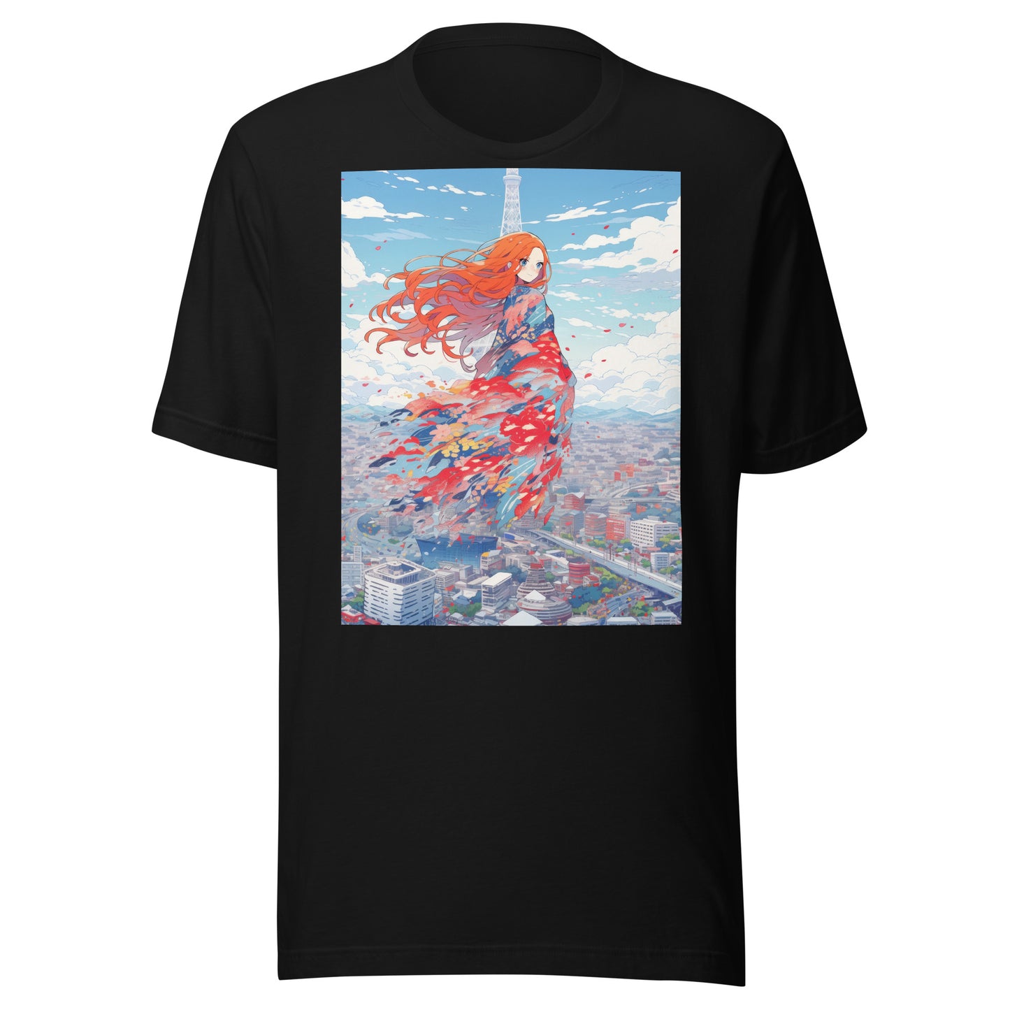 Petal City Anime blue Sky Orange Hair lady goddess