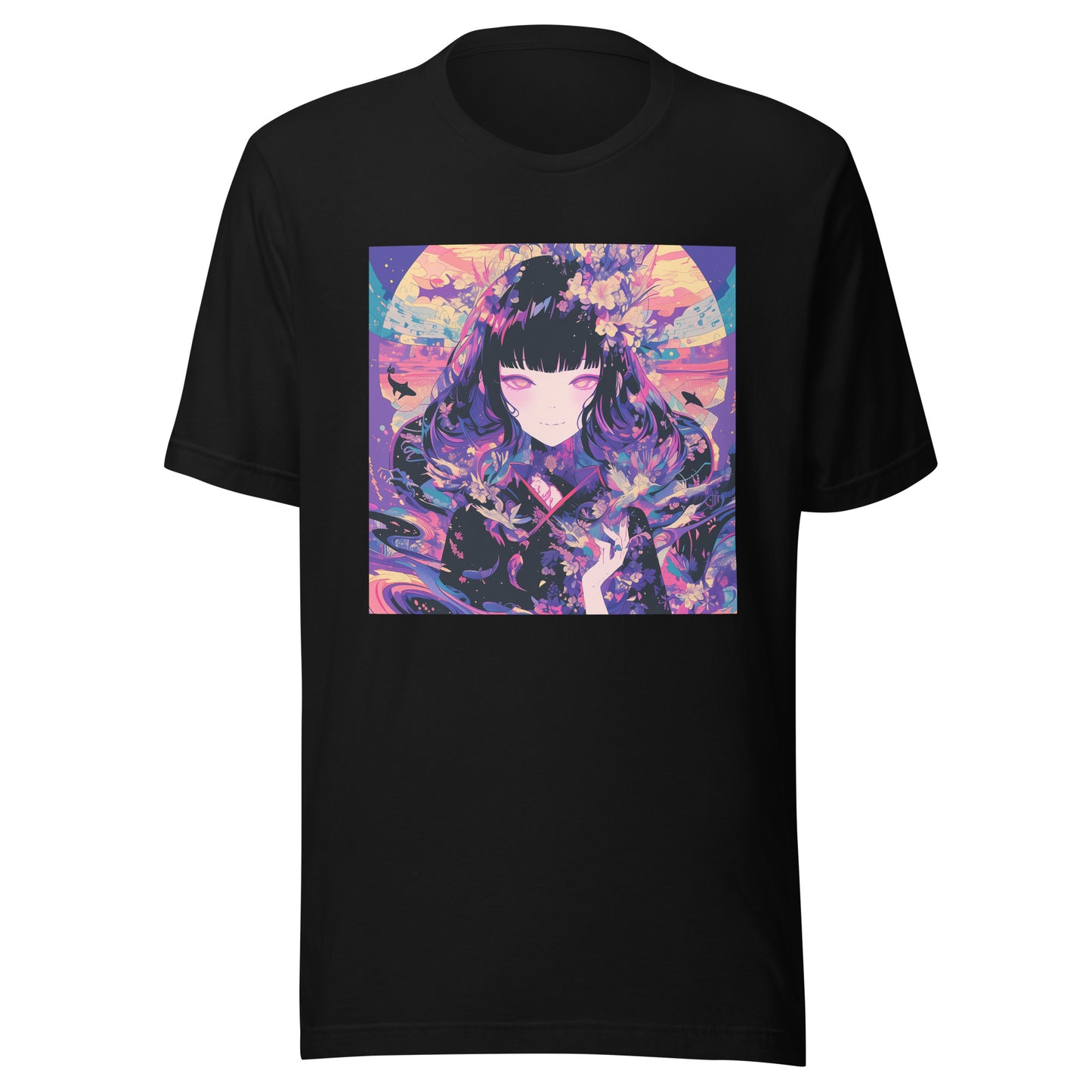 Purple Moon Sunset Fractal Yuko Witch Anime Unisex Tee
