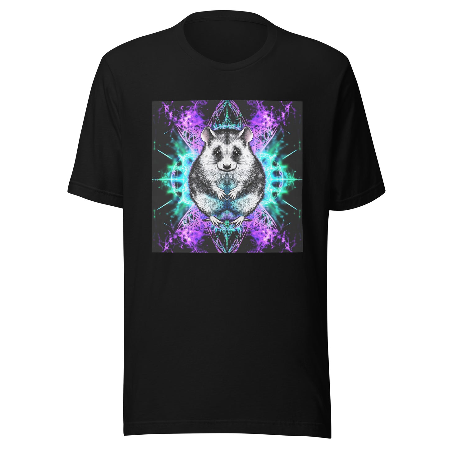 Purple Teal Opossum Fractal Reflection Festival Unisex Tee