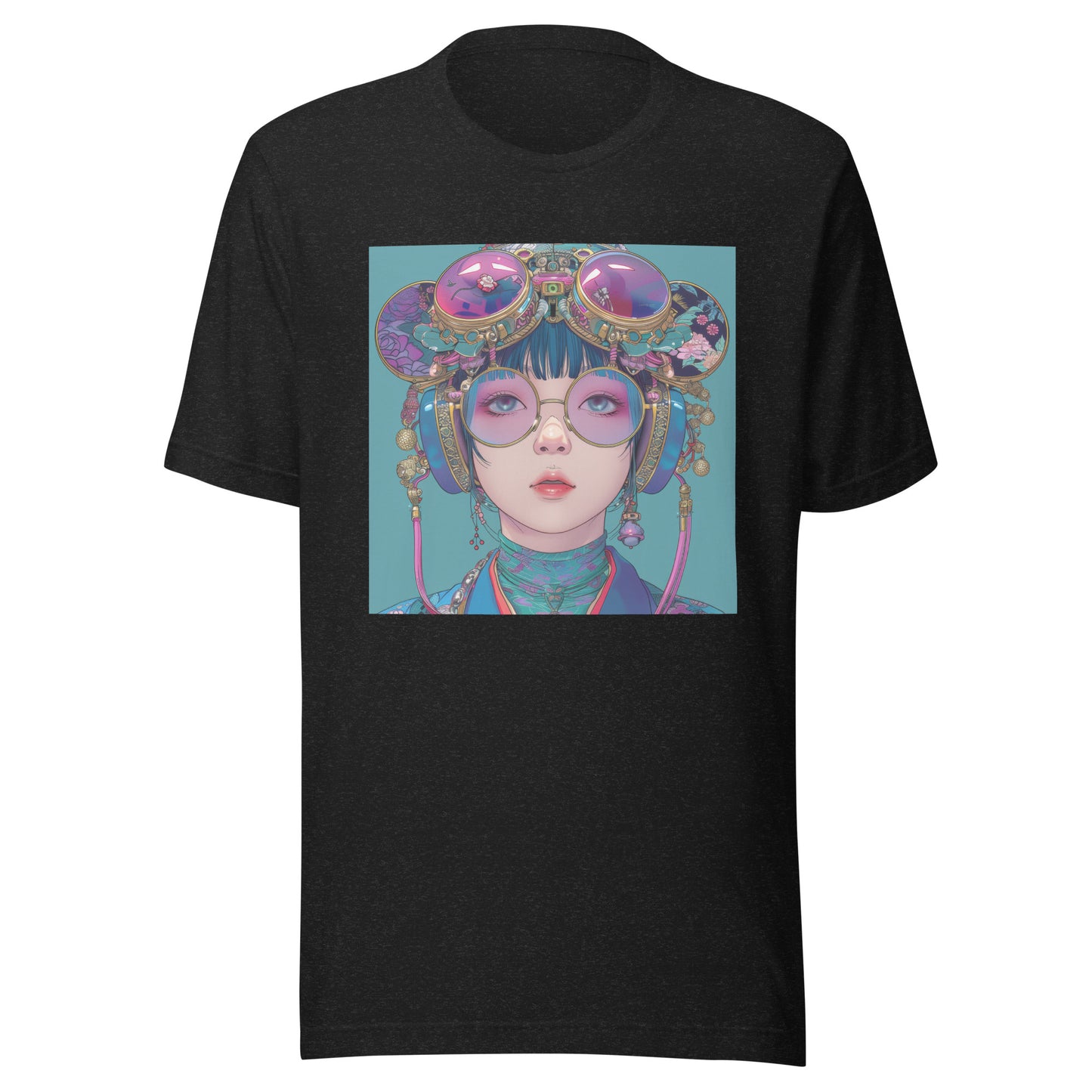 Teal Aquamarine Glasses Googles Avant Garde Lady Woman Unisex Tee