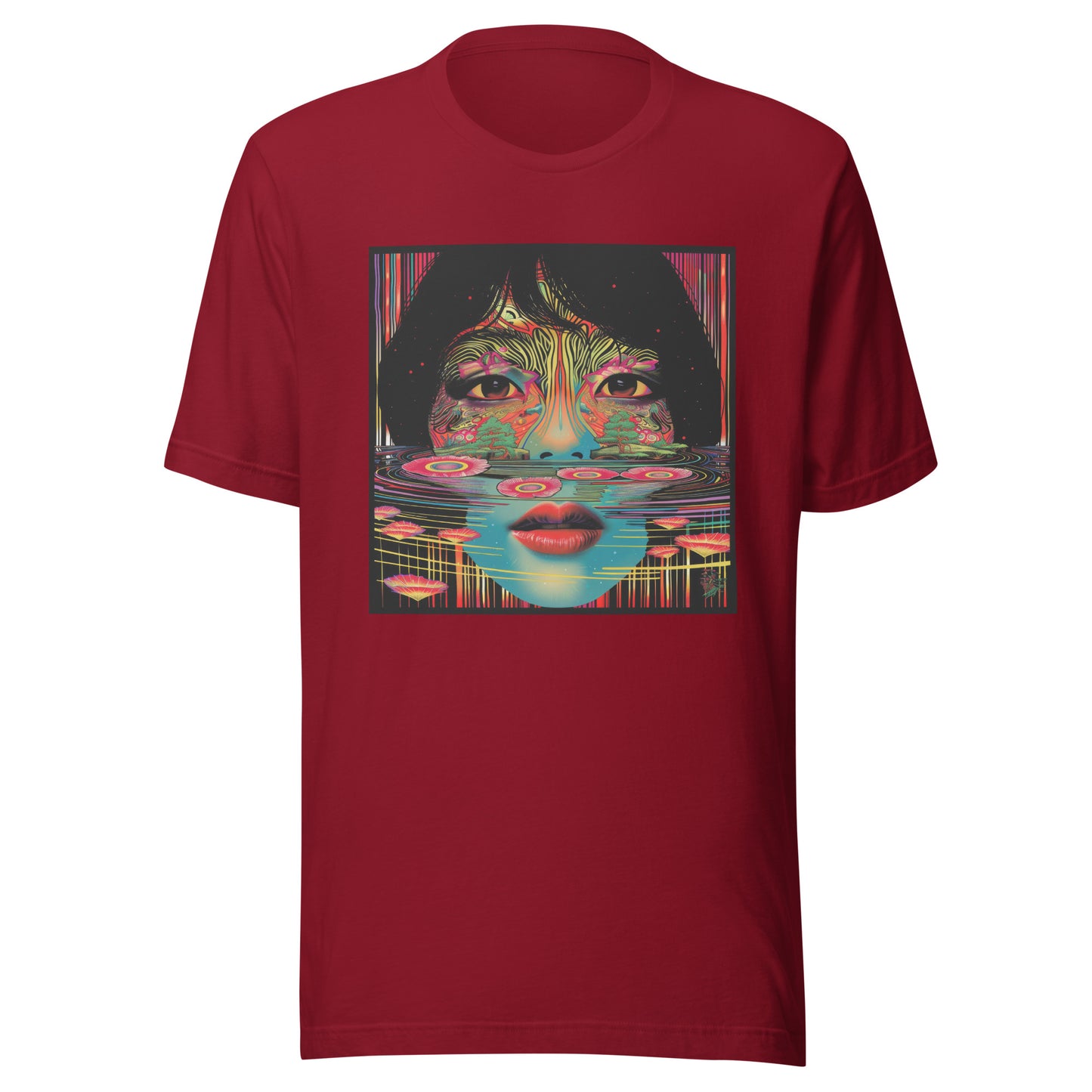 Psyche 60s Avant Water Reflection Face Drip Asian Anime Unisex Tee