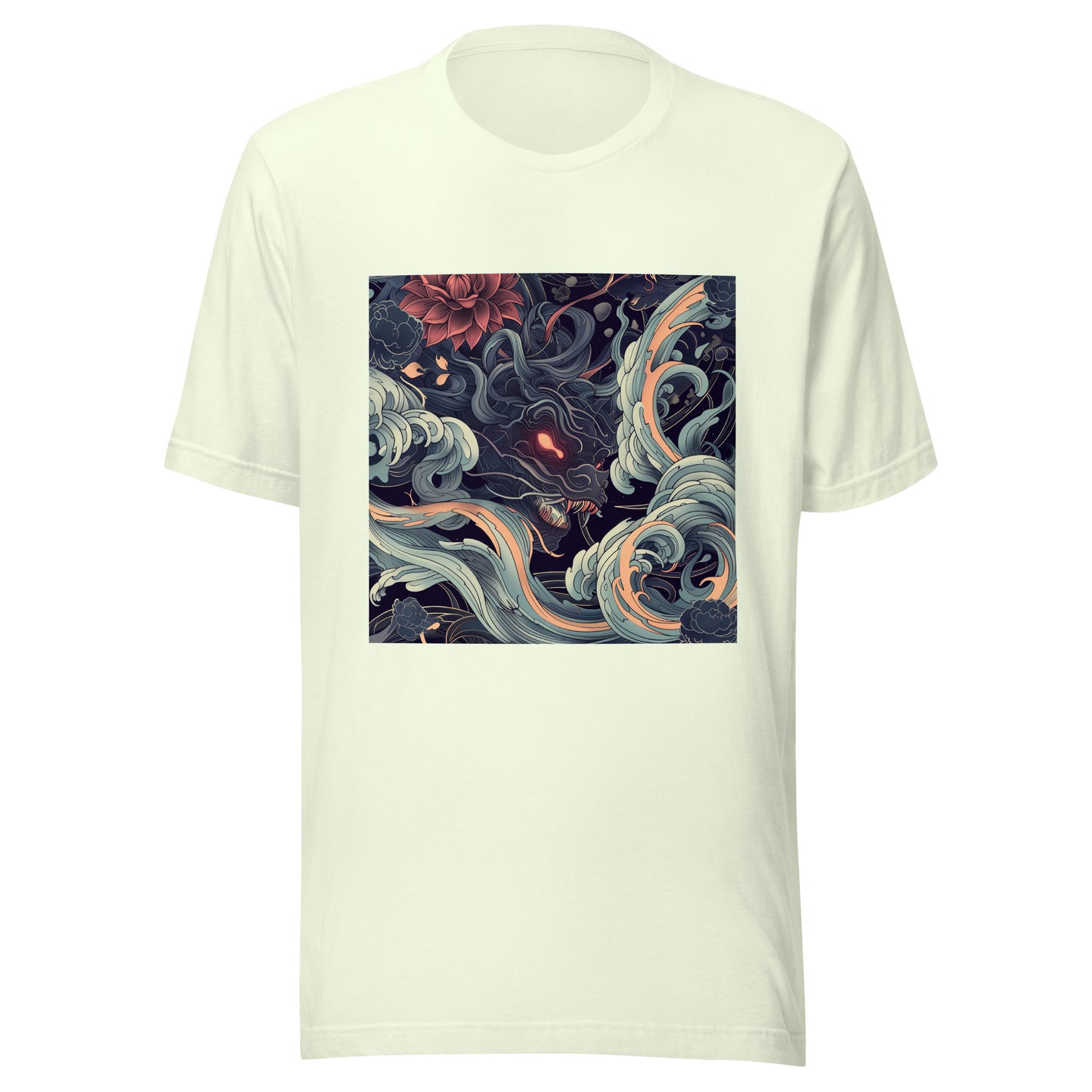 Blue Japan Edo Wave Swirl Floral Beach Art Unisex Tee