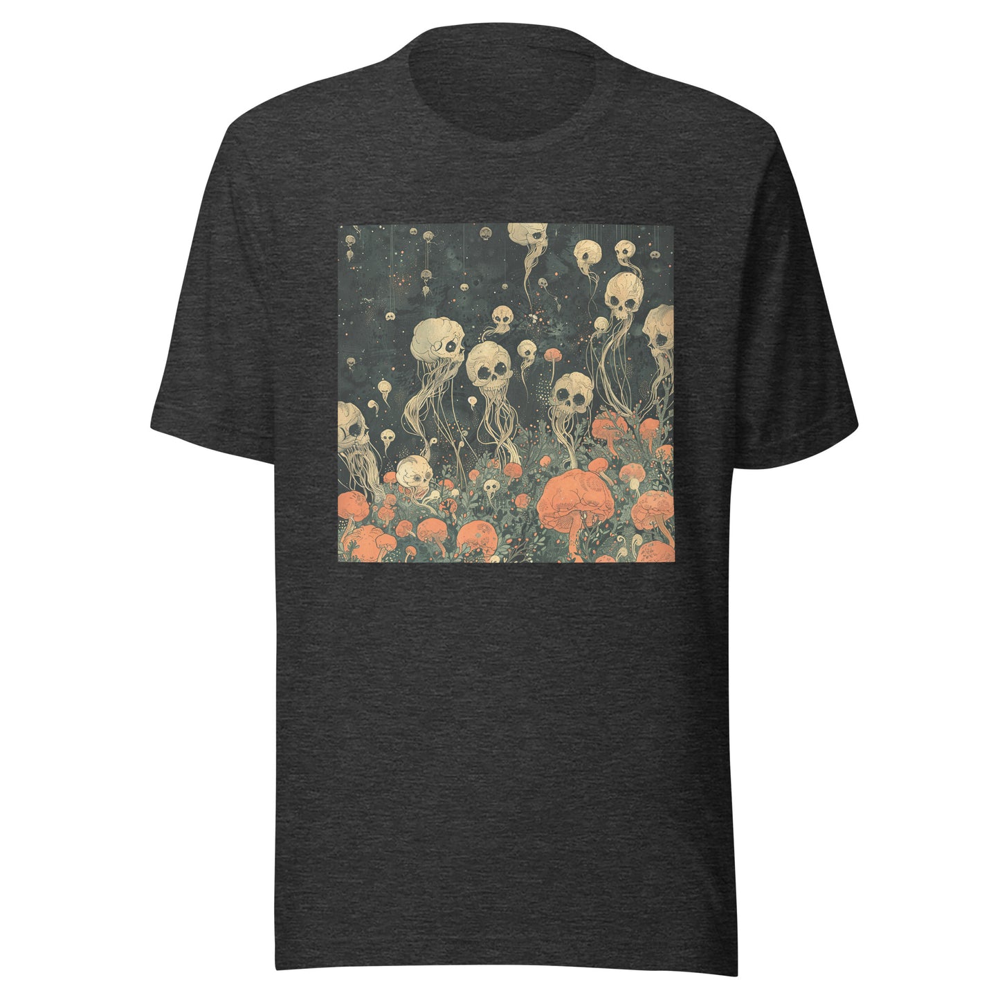 Sepia Skull Flower Garden Unisex Tee