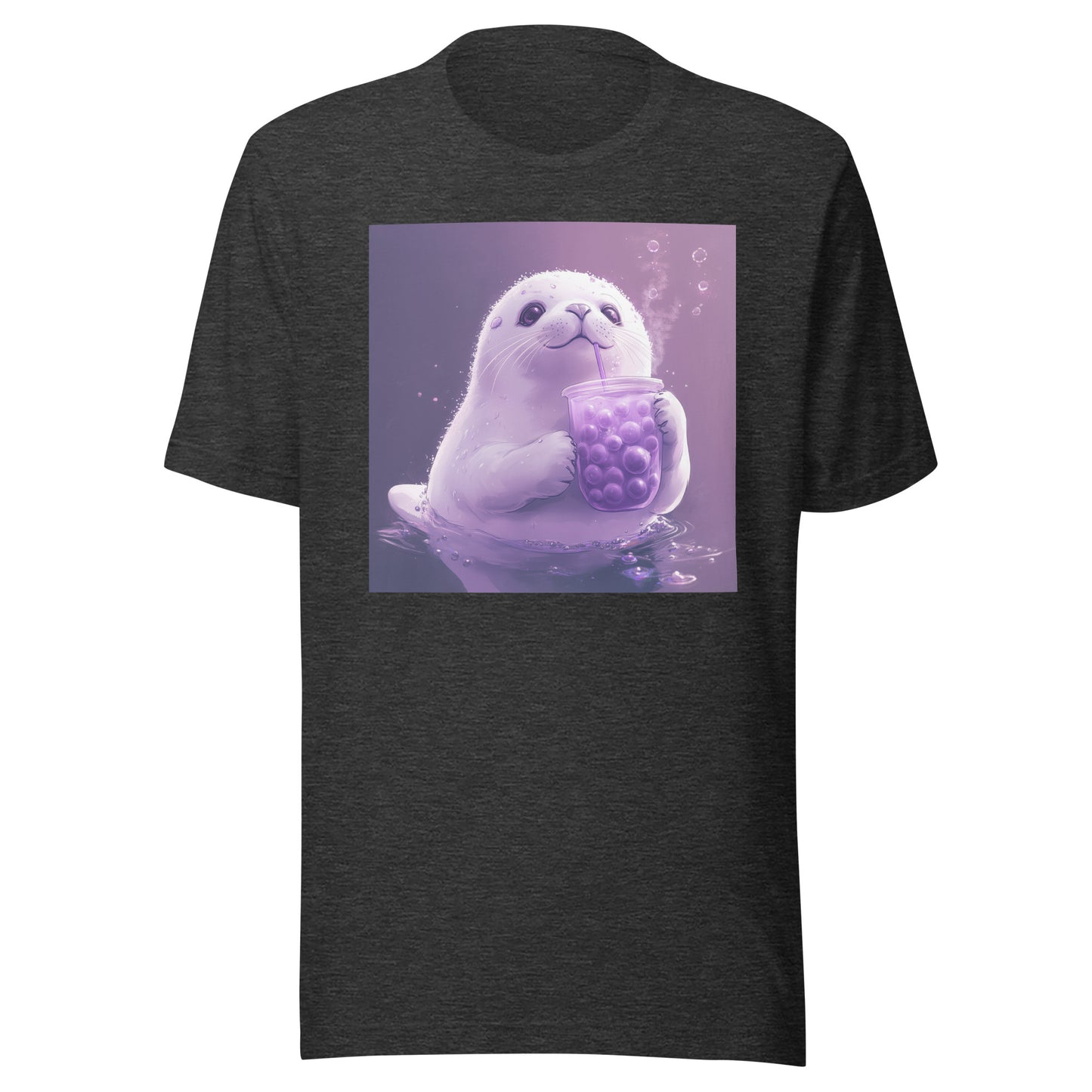 Purple Boba White Harp Seal Pup Bubble Tea Unisex Tee