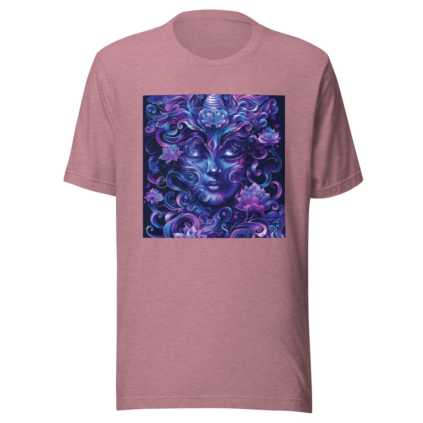 Purple Fractal Woods Wicca Face Fairy Shaman Woman Goddess Unisex Tee