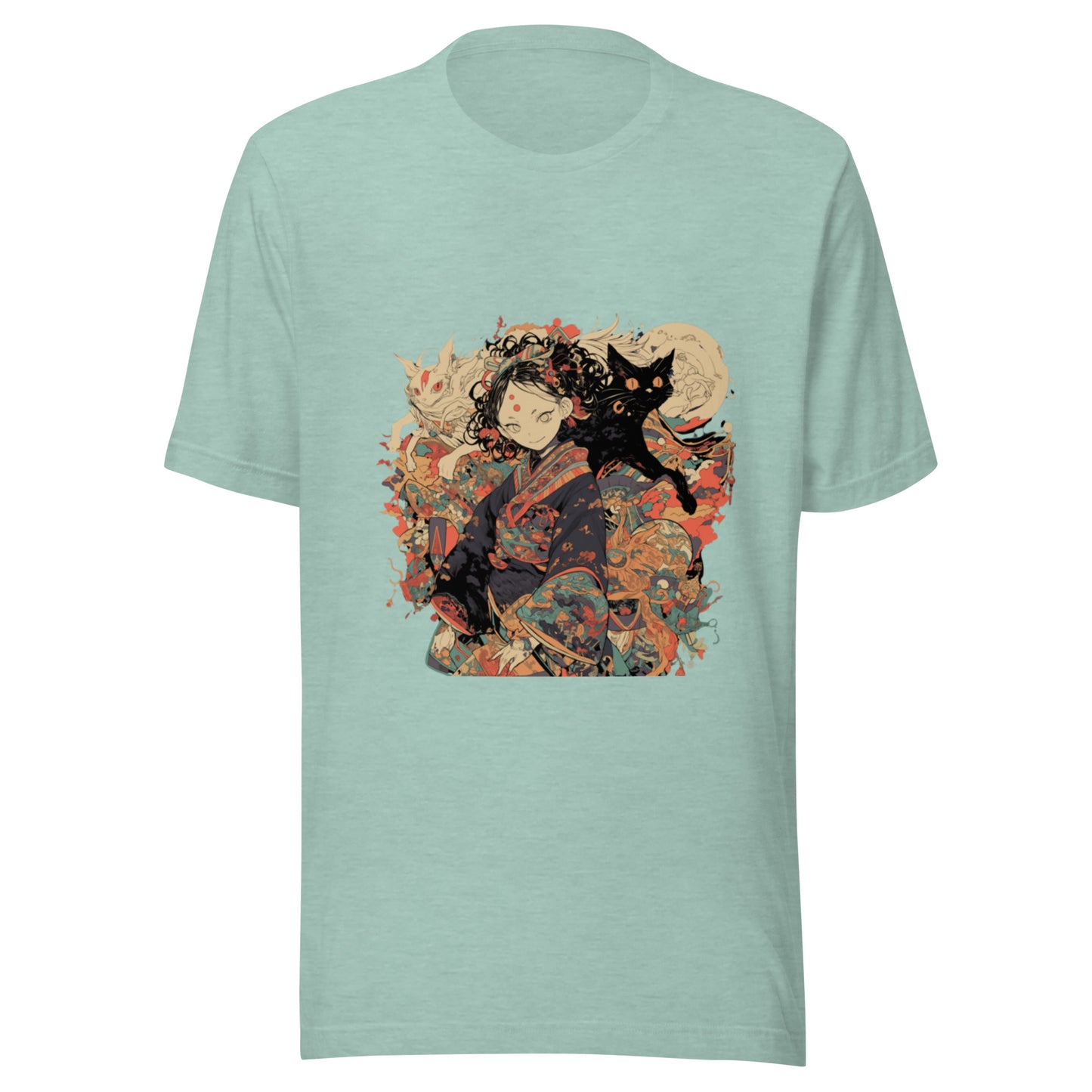 Sepia Scroll Cat Fox anime Yokai Girl Unisex Tee