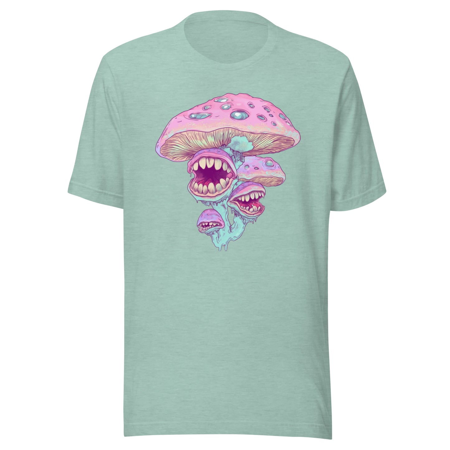 Pastel Mint Mushroom Fungi Grunge Cluster Unisex t-shirt