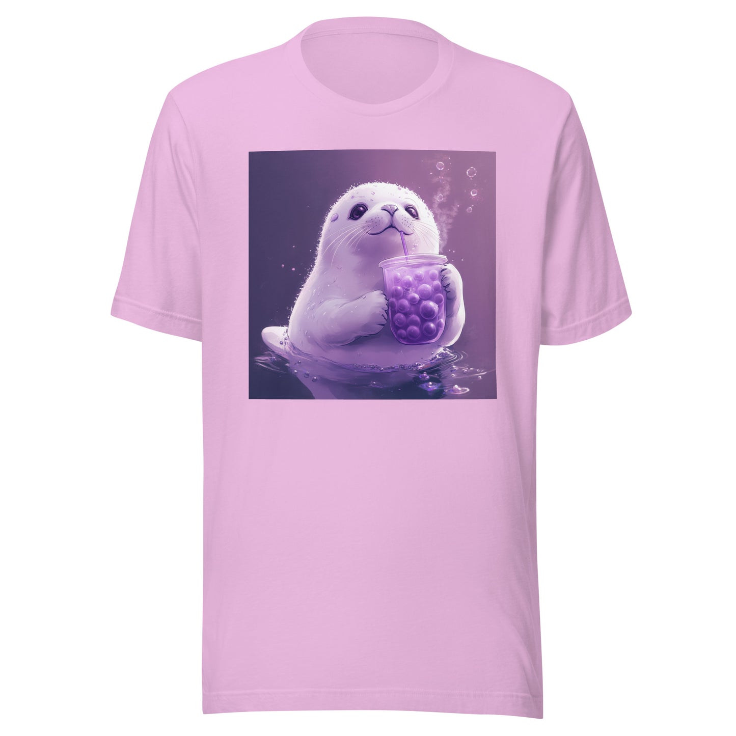 Purple Boba White Harp Seal Pup Bubble Tea Unisex Tee
