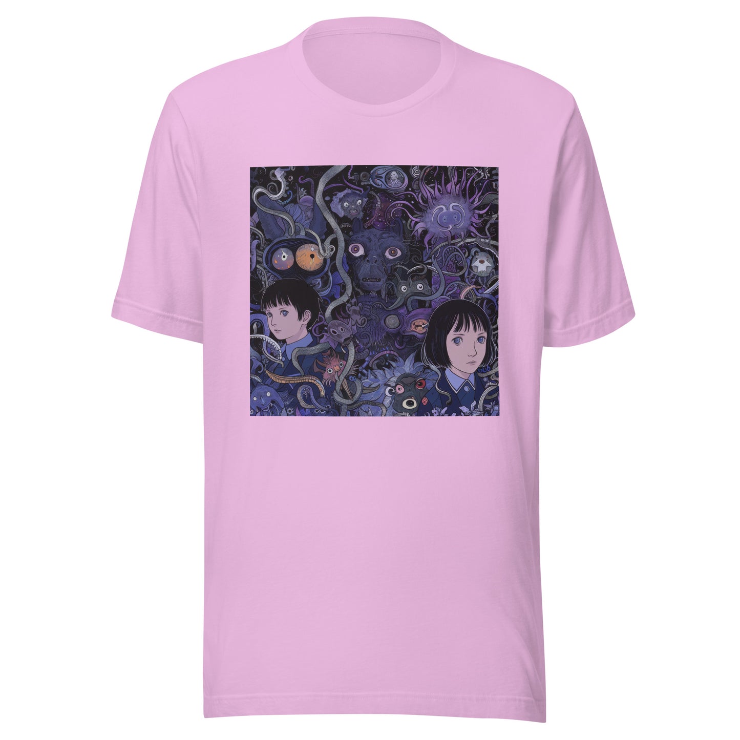 Purple Horror Anime Vine Creature Scene Unisex Tee